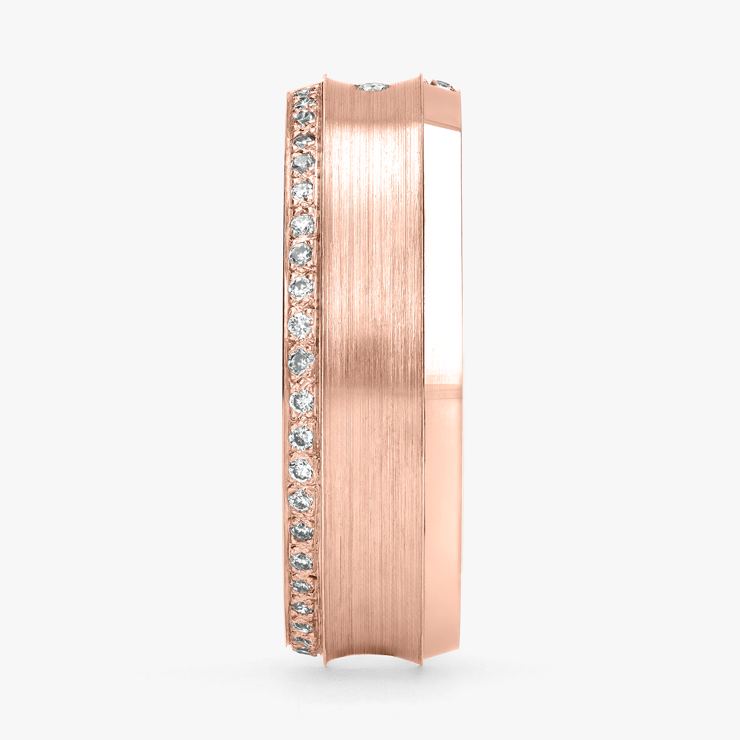 Argolla Pino Confort Rellena 6mm Brillante con incrustaciones, oro rosado