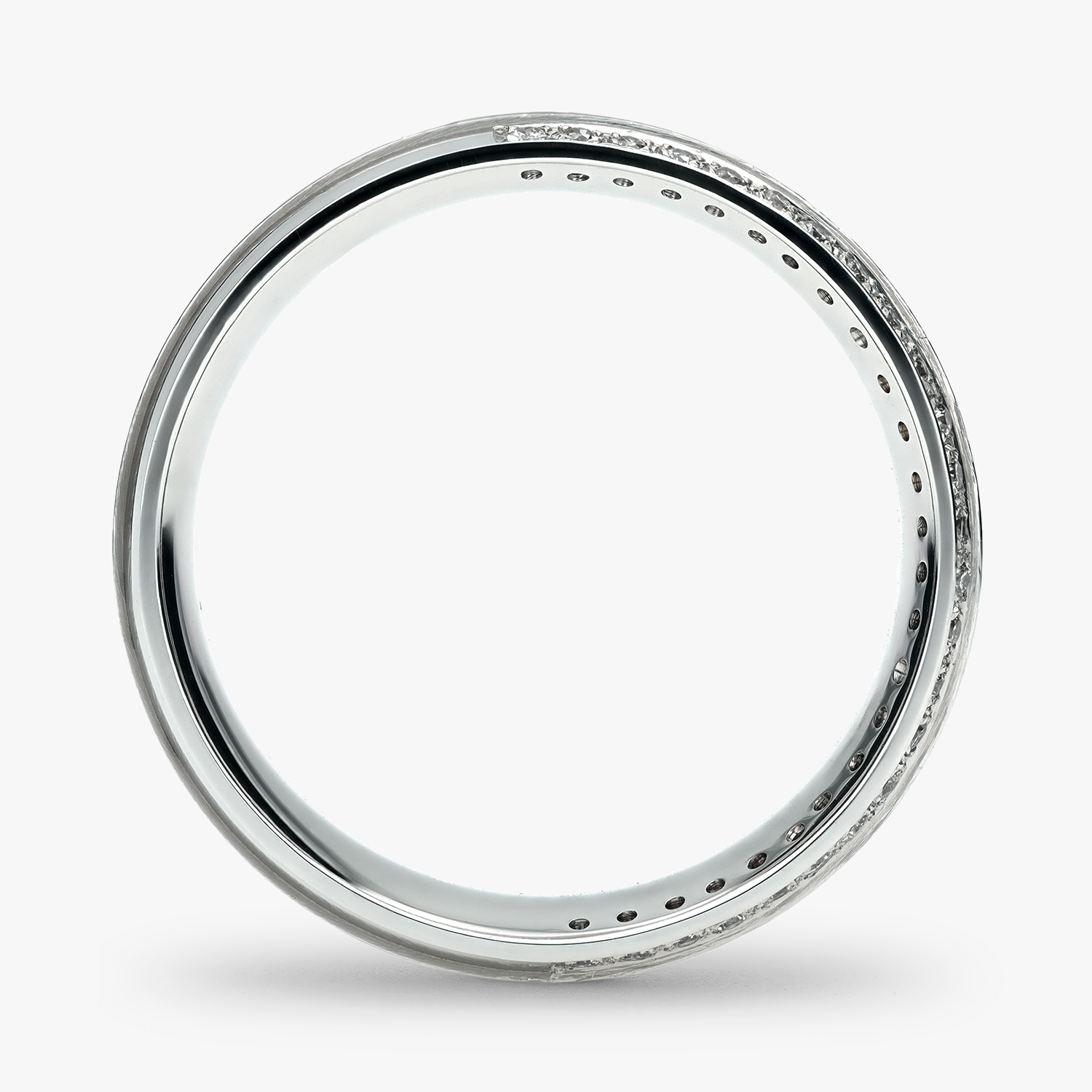 Argolla Pino Confort Rellena 6mm Brillante con incrustaciones, oro blanco