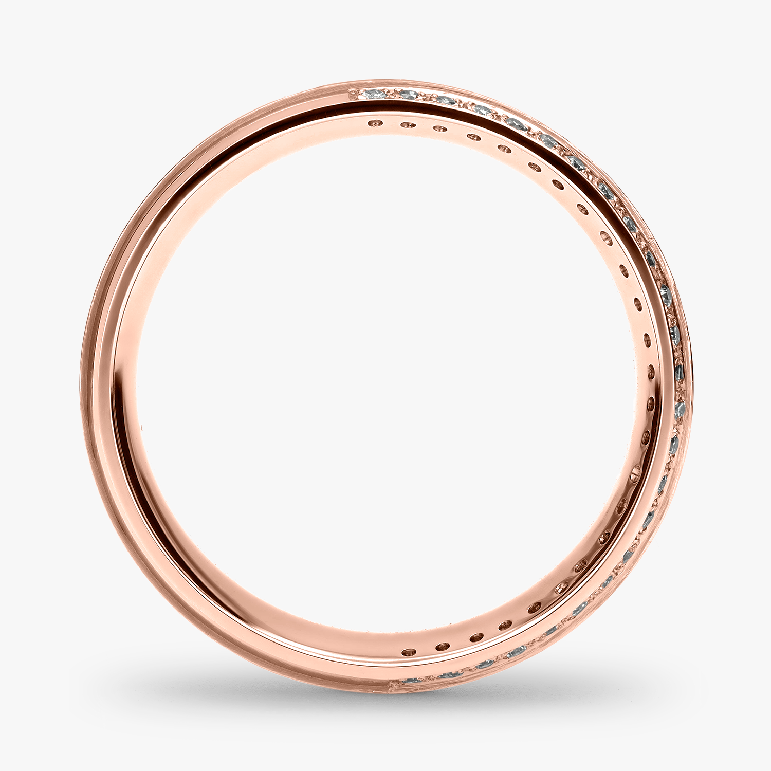 Argolla Pino Confort Rellena 6mm Brillante con incrustaciones, oro rosado