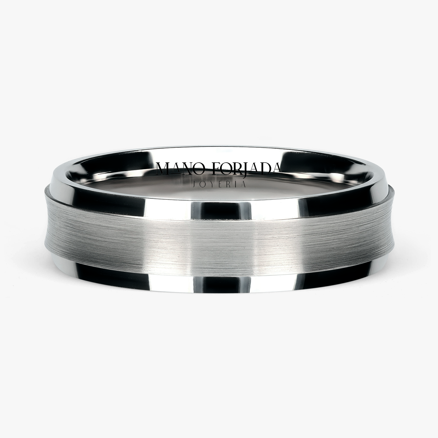 Argolla Pino Confort Rellena 6mm Lisa en oro blanco