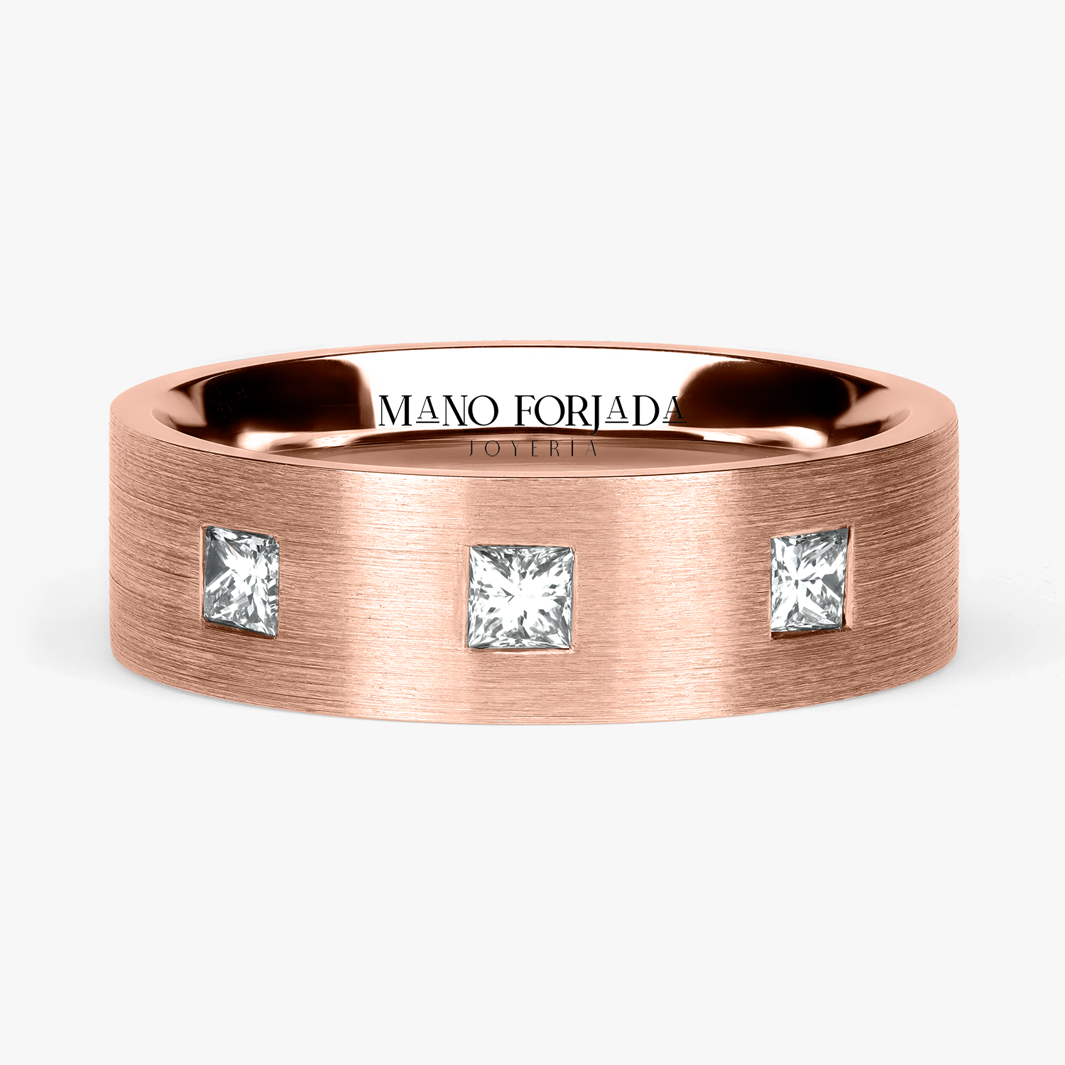 Argolla Vereda Confort Rellena 6mm Brillante con incrustaciones, oro rosado