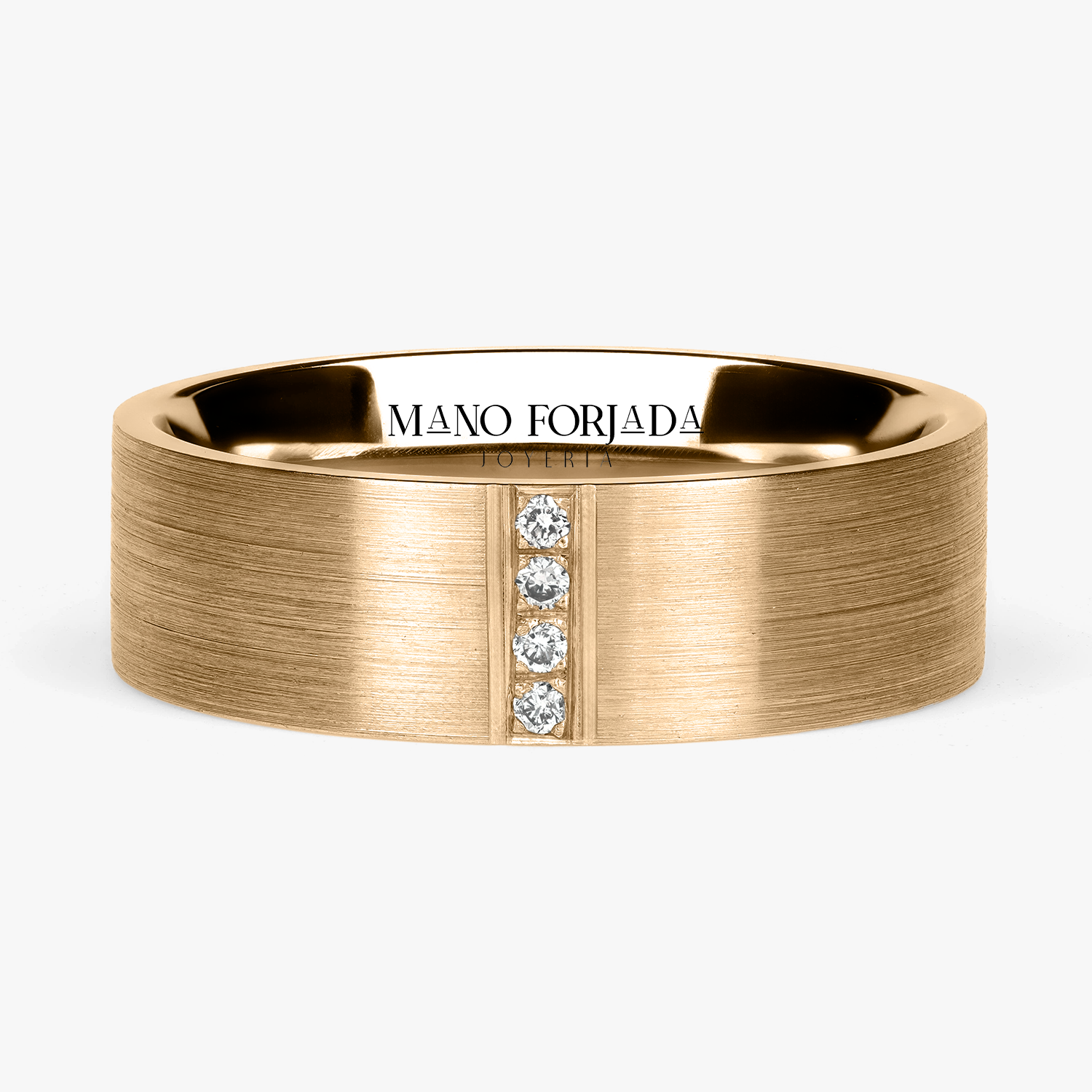 Argolla Acantilado Confort Rellena 6mm Brillante con incrustaciones, oro amarillo