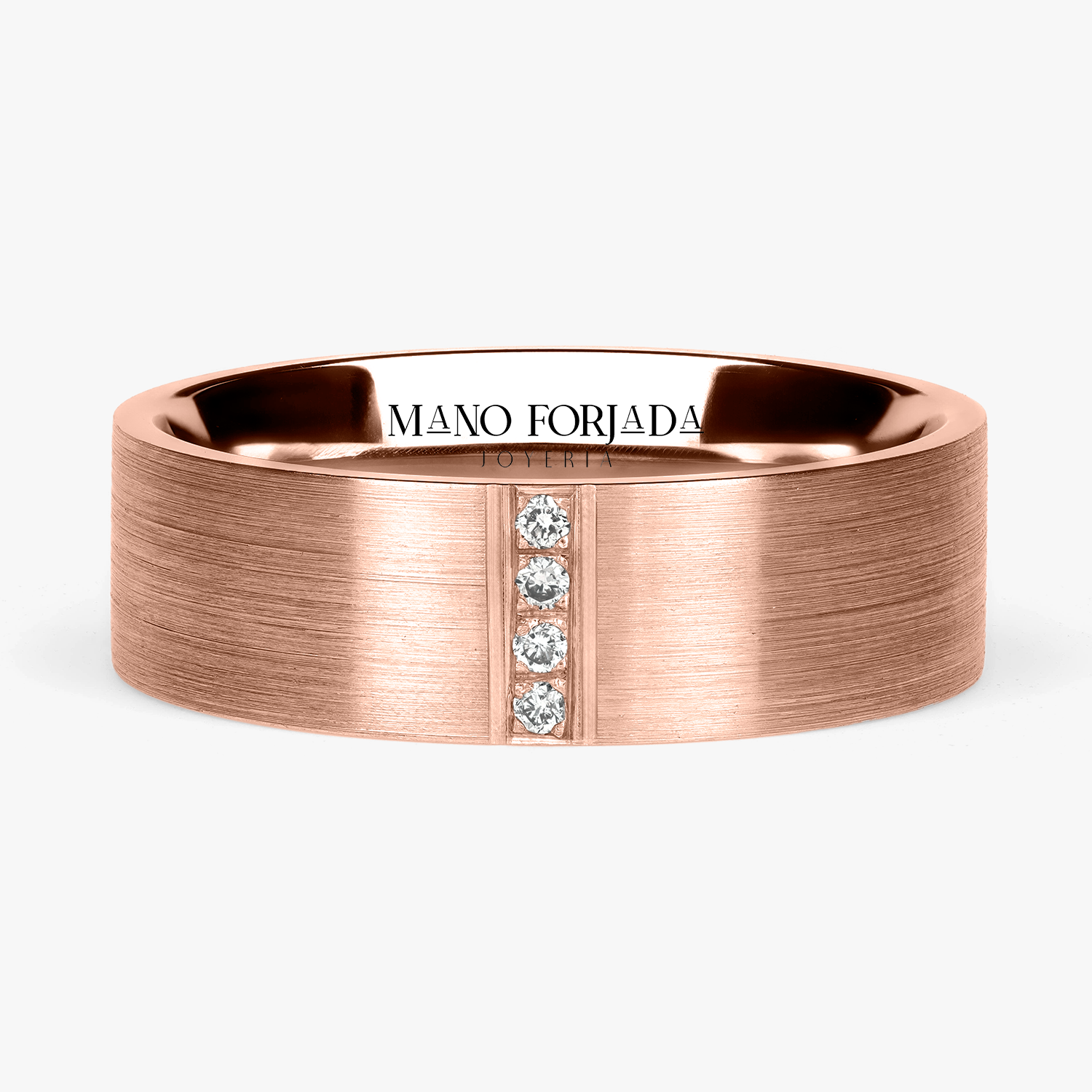 Argolla Acantilado Confort Rellena 6mm Brillante con incrustaciones, oro rosado