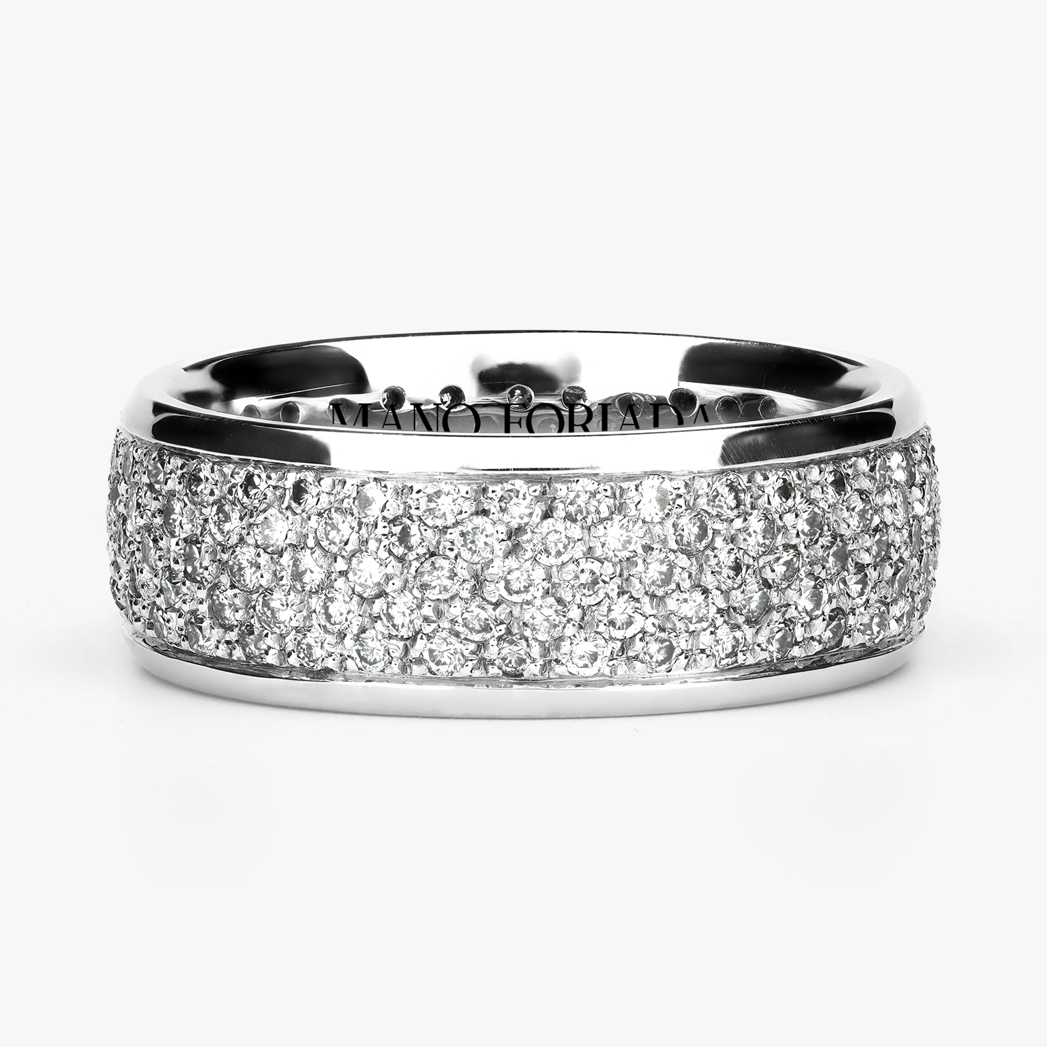 Argolla Cincel Confort Rellena 7mm Brillante con incrustaciones, oro blanco