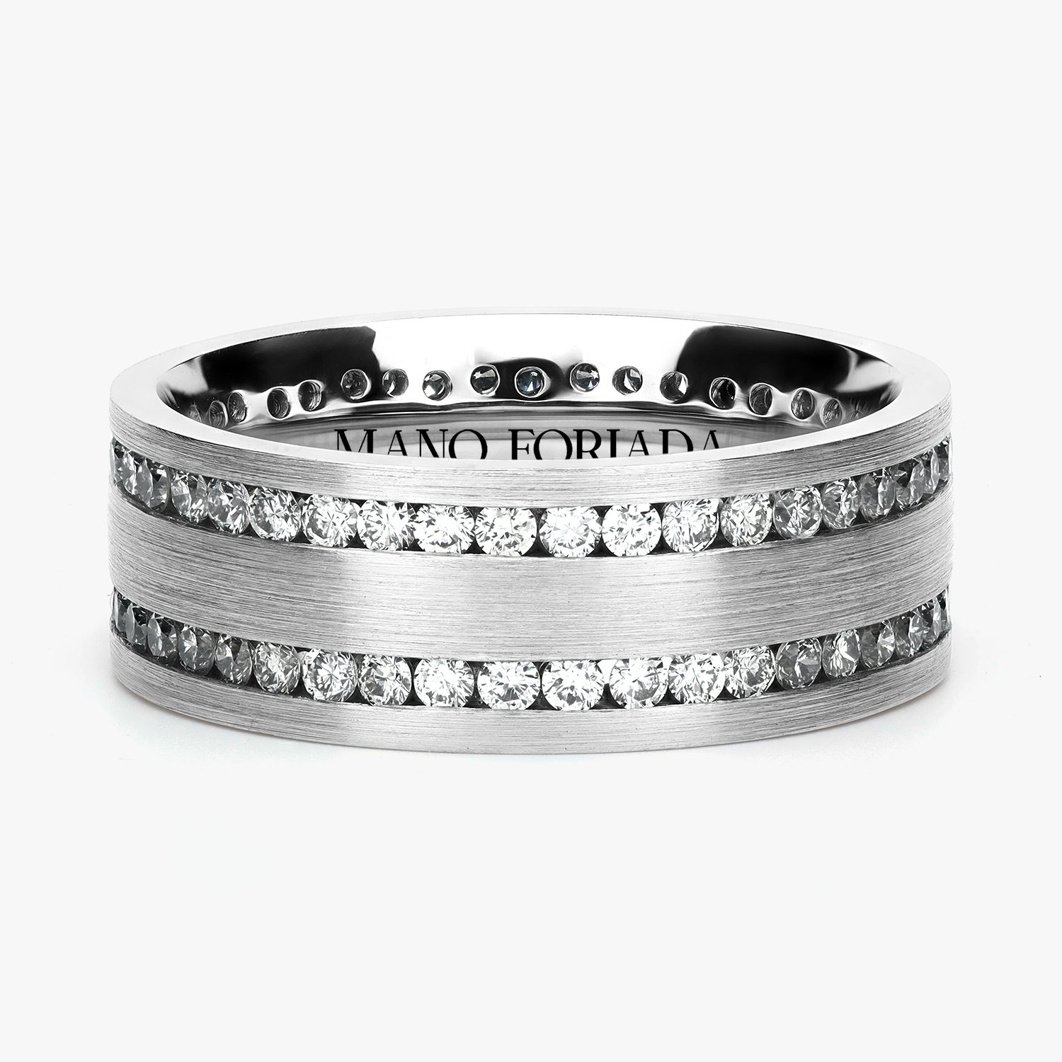 Argolla Yunque Confort Rellena 7mm Brillante con incrustaciones, oro blanco