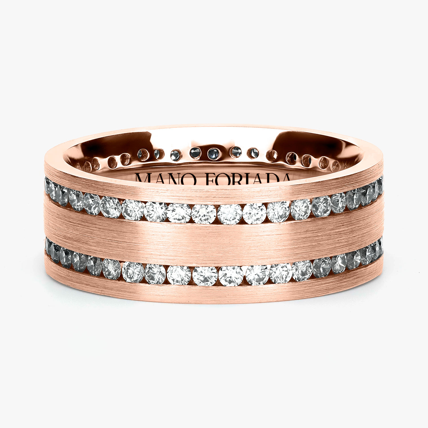 Argolla Yunque Confort Rellena 7mm Brillante con incrustaciones, oro rosado