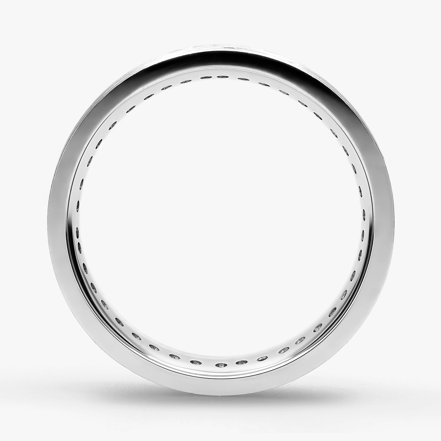 Argolla Yunque Confort Rellena 7mm Brillante con incrustaciones, oro blanco
