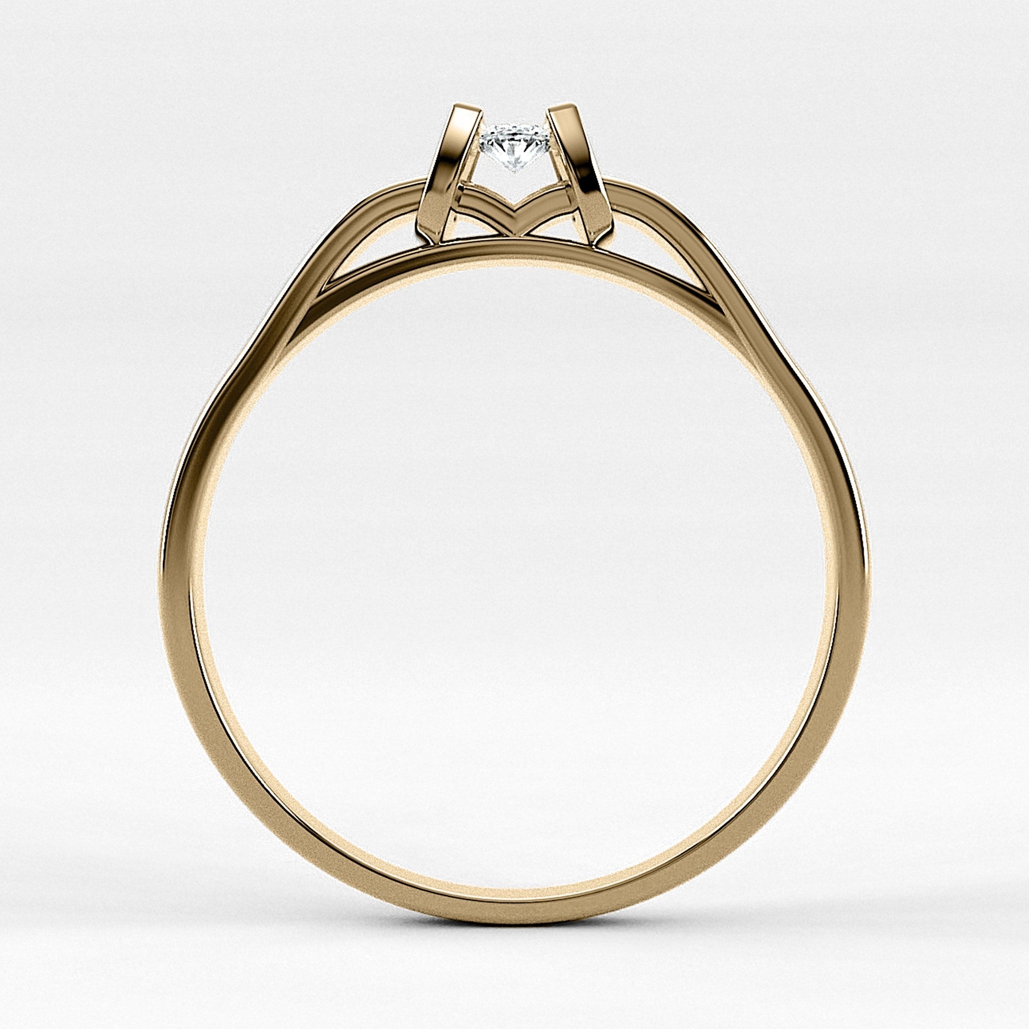 Promesa Alba corte oval en oro amarillo, vista de canto