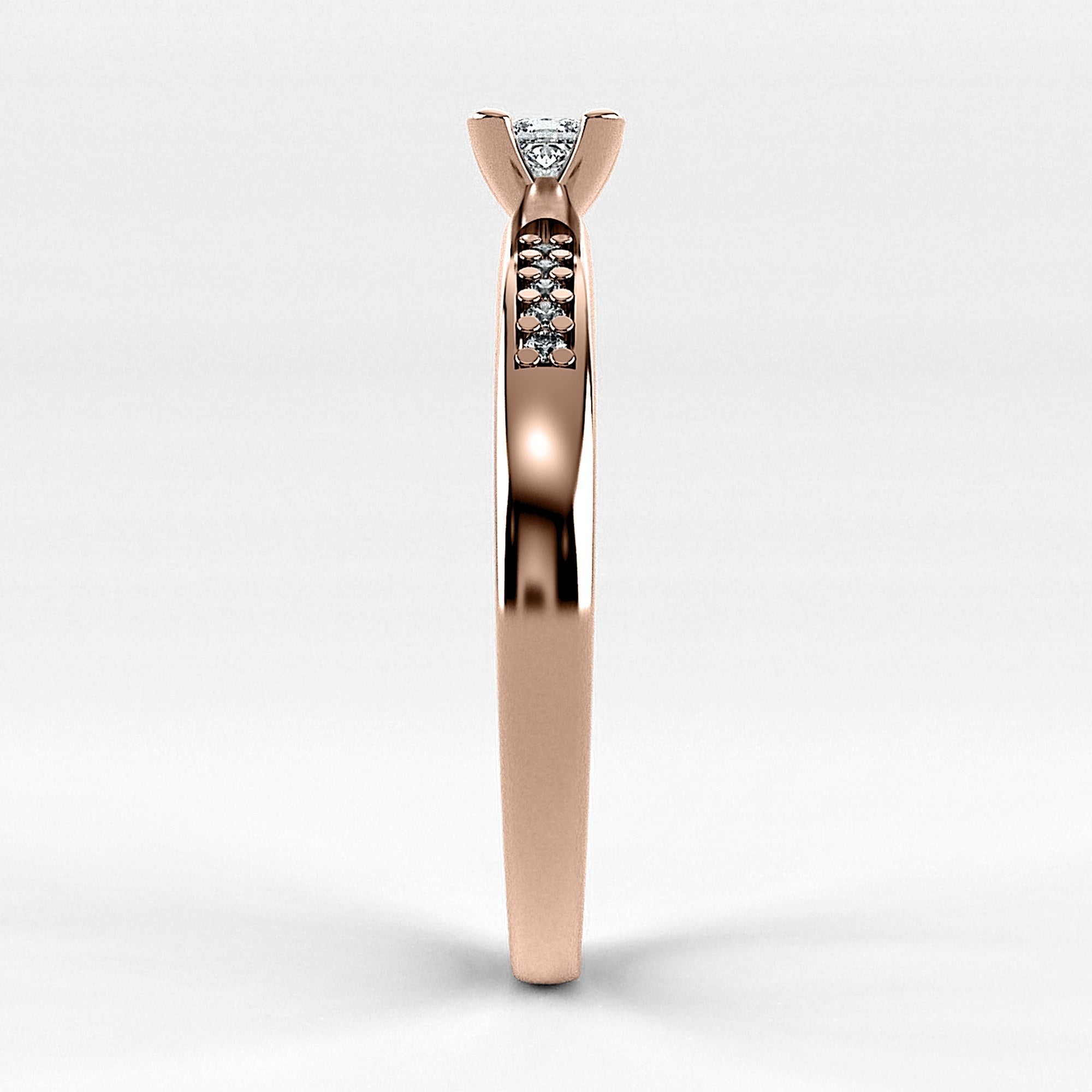 Promesa Camino corte princesa en oro rosa, vista de perfil