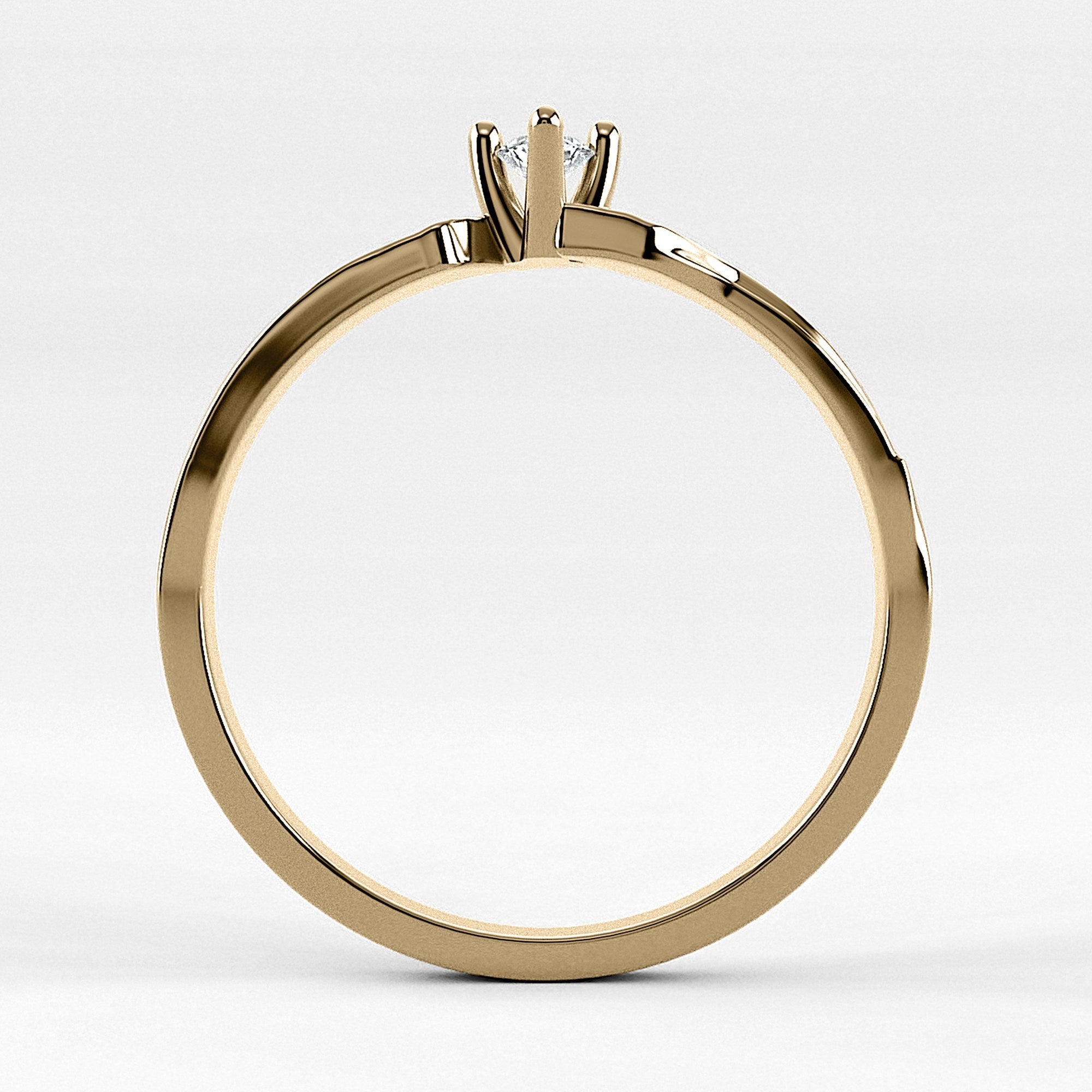 Promesa Armonía corte marquesa en oro amarillo, vista de canto