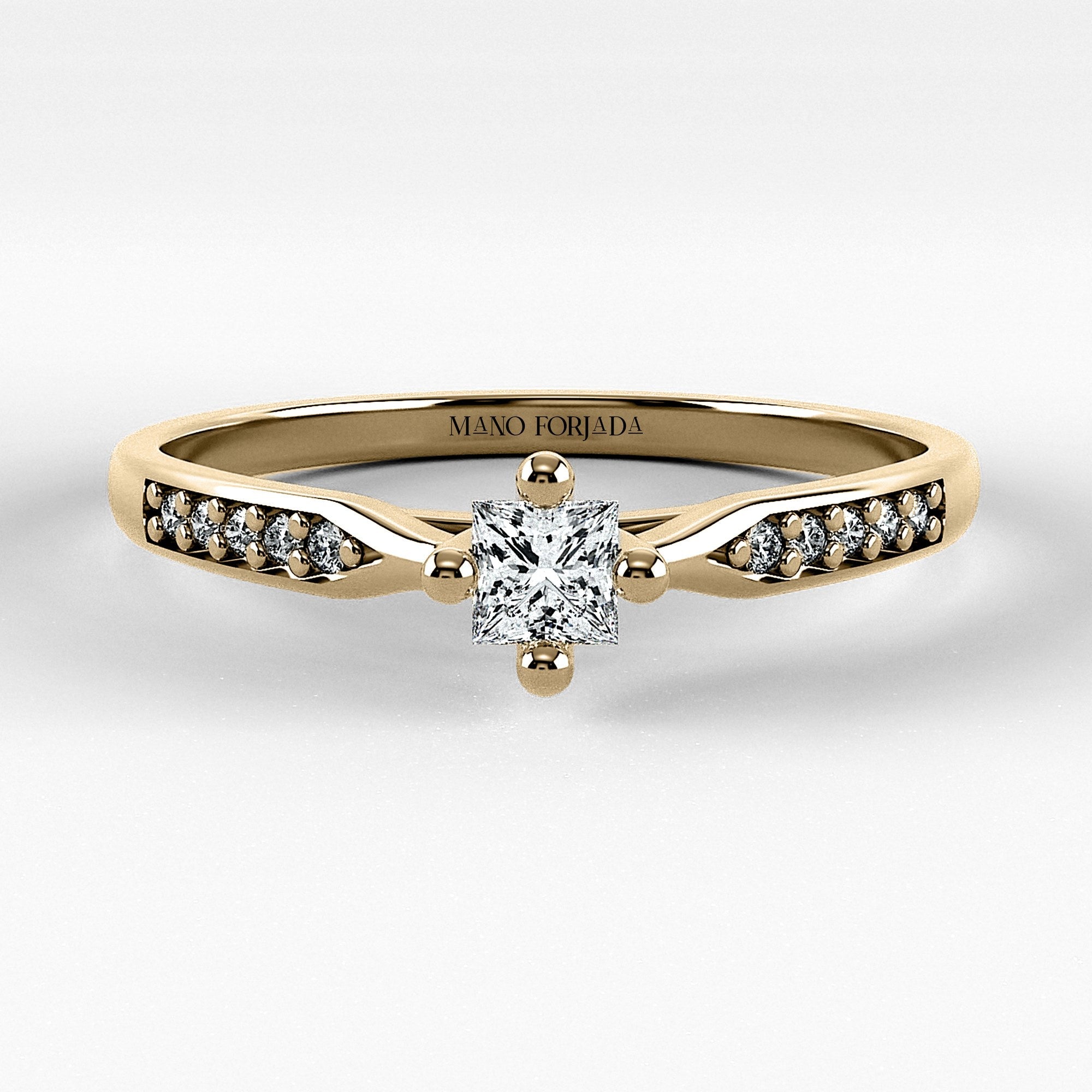 Promesa Destello corte princesa en oro amarillo, vista frontal
