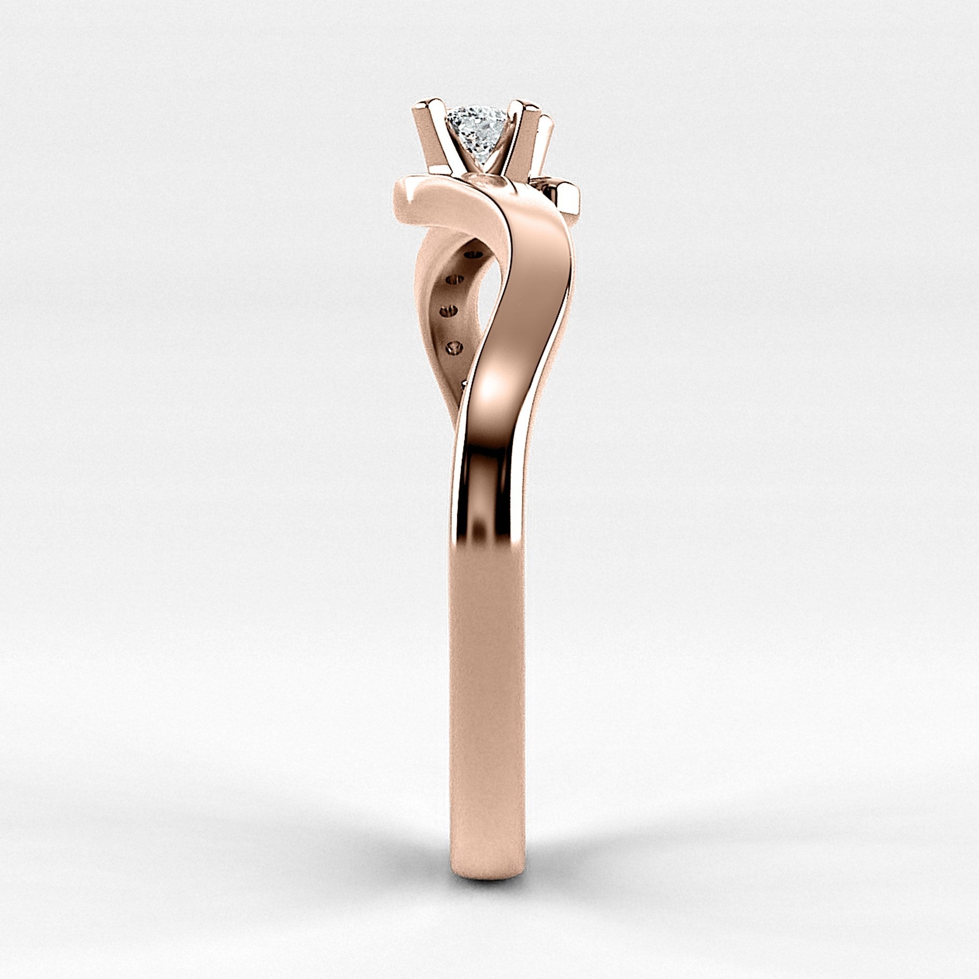 Promesa Brisa corte oval en oro rosa, vista de perfil
