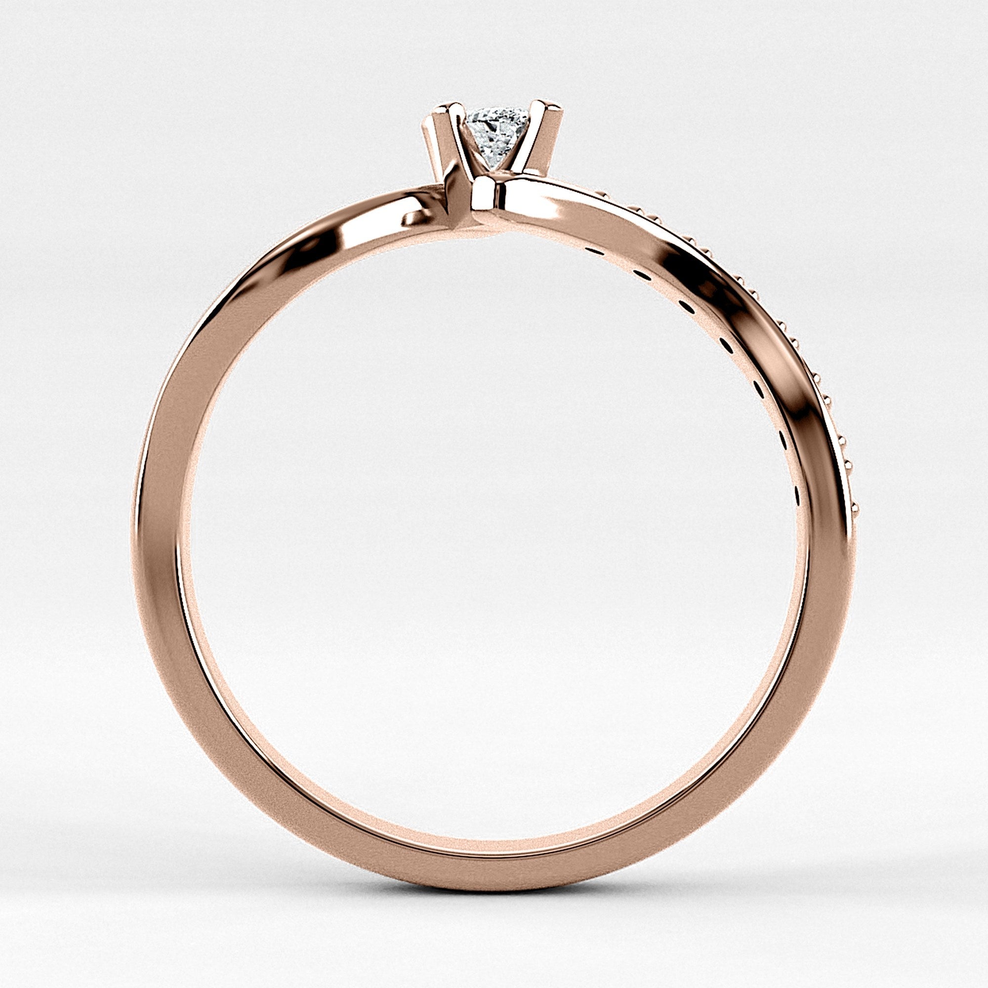 Promesa Brisa corte oval en oro rosa, vista de canto