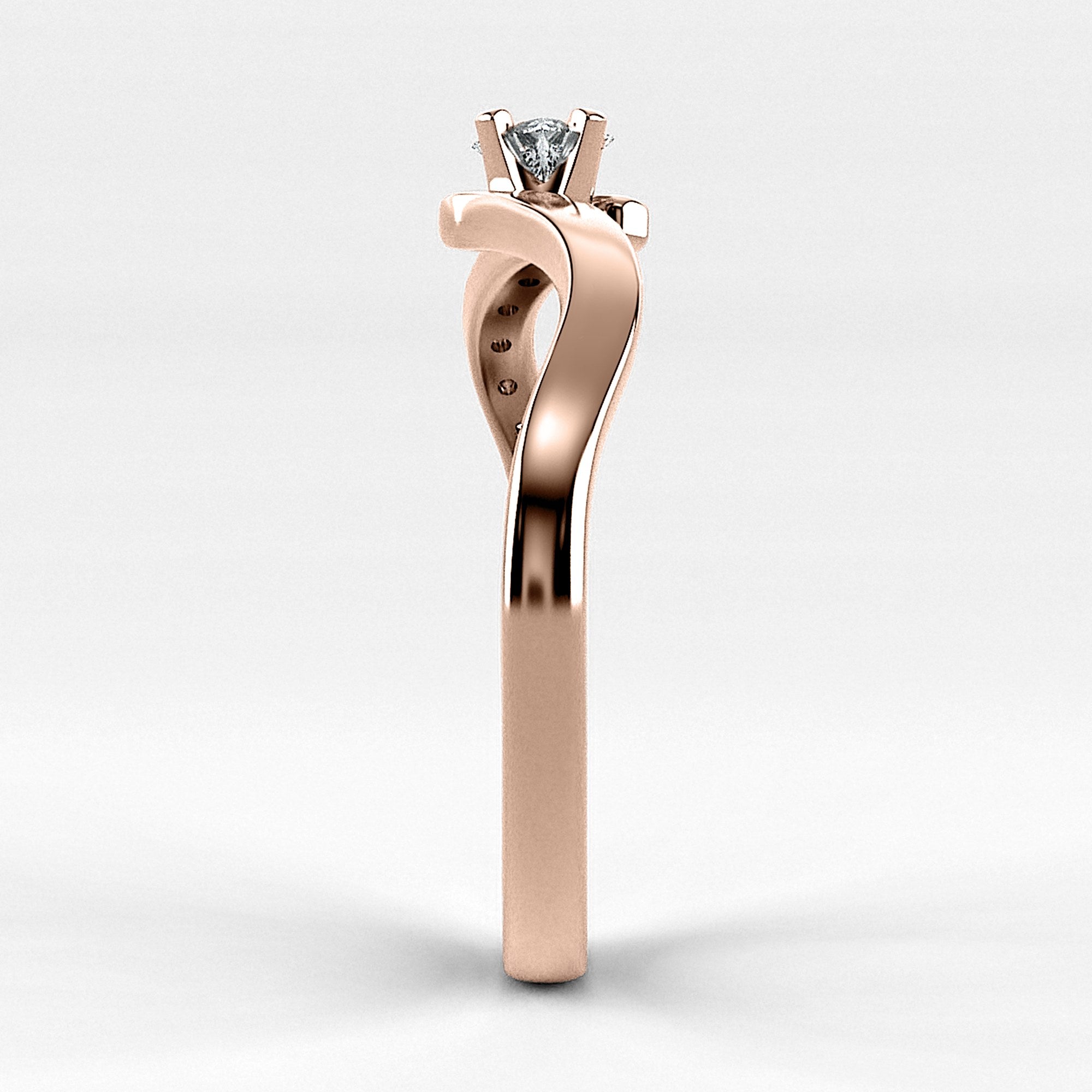 Promesa Brisa corte princesa en oro rosa, vista de perfil