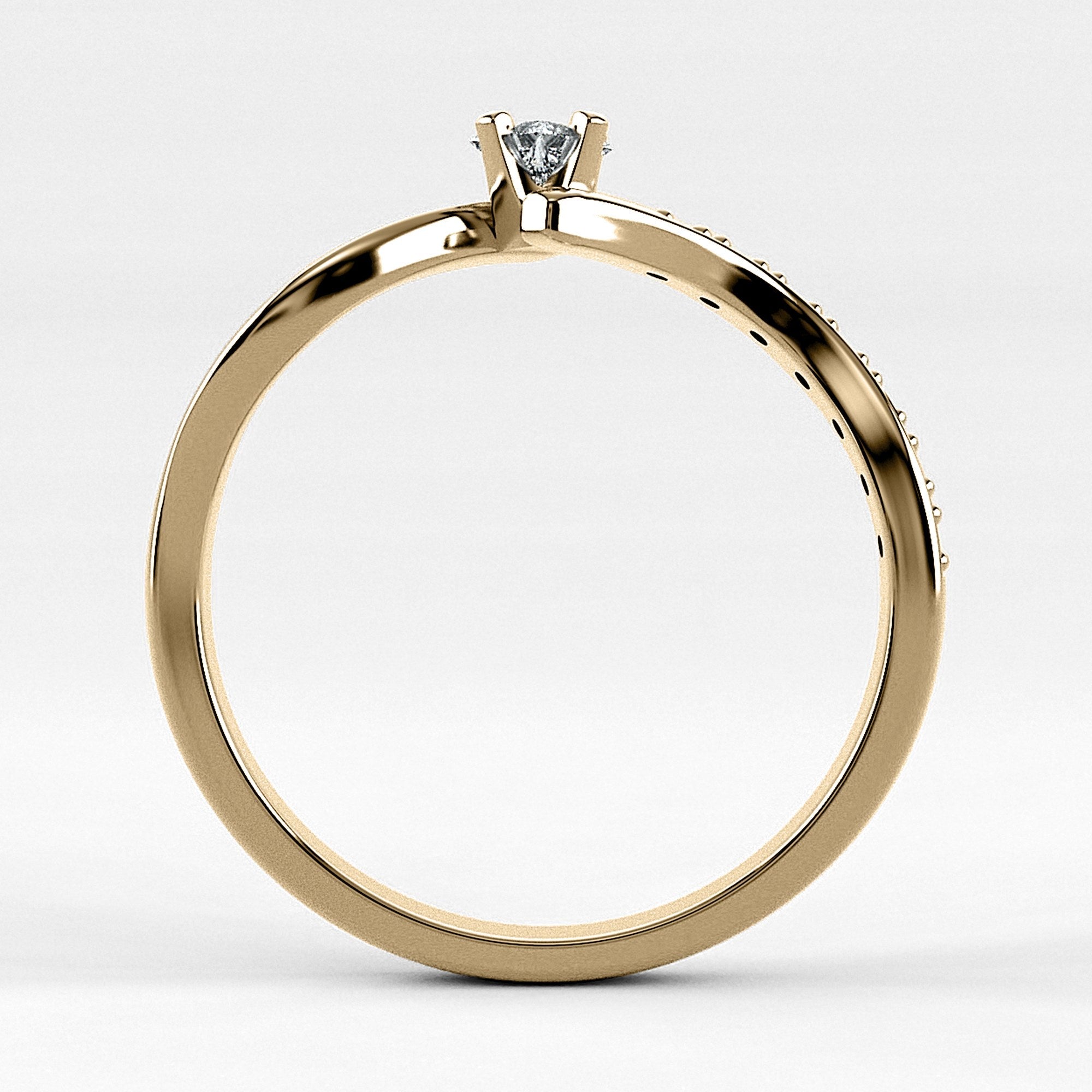 Promesa Brisa corte princesa en oro amarillo, vista de canto
