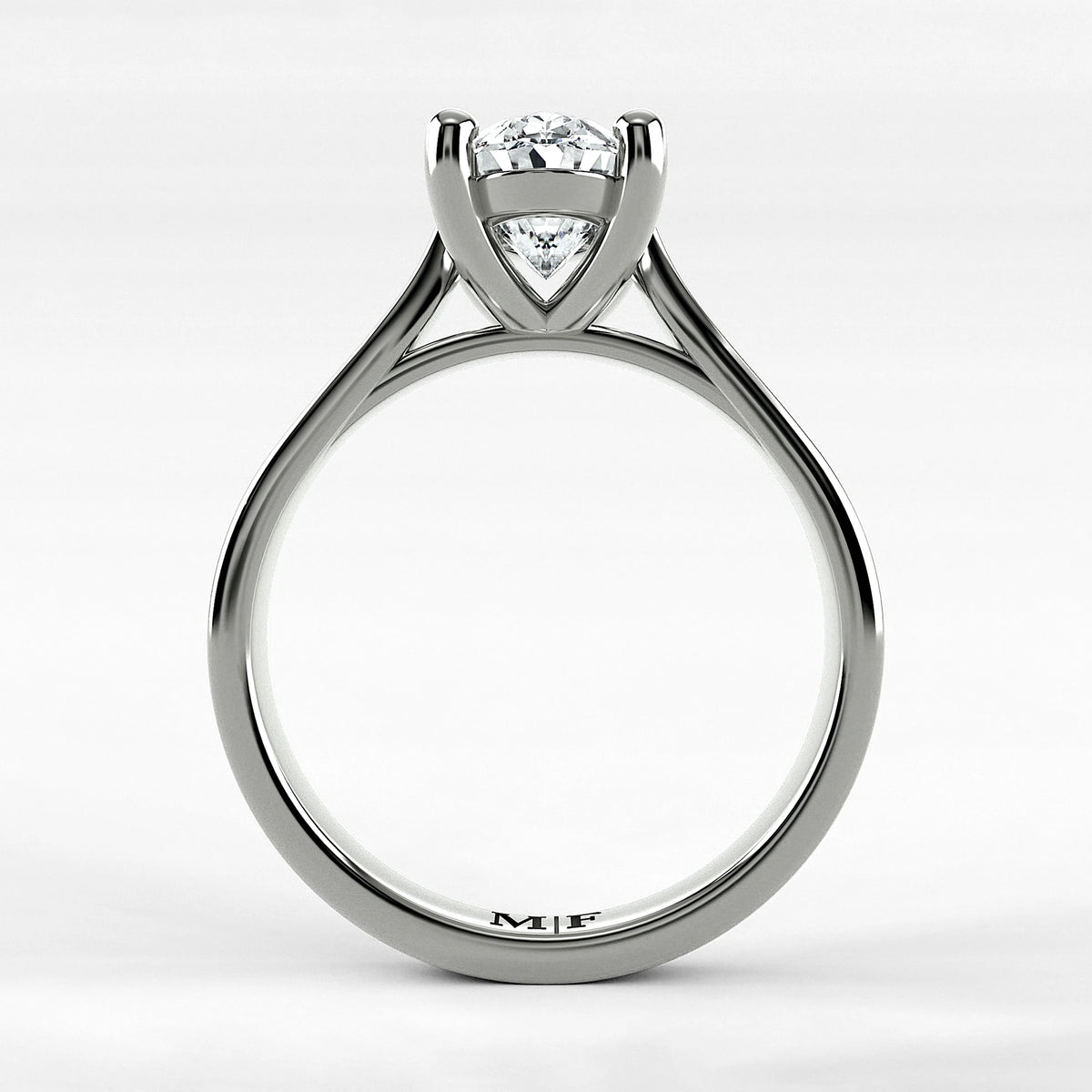Anillo de Compromiso Origen - Oval en oro blanco - vista 3