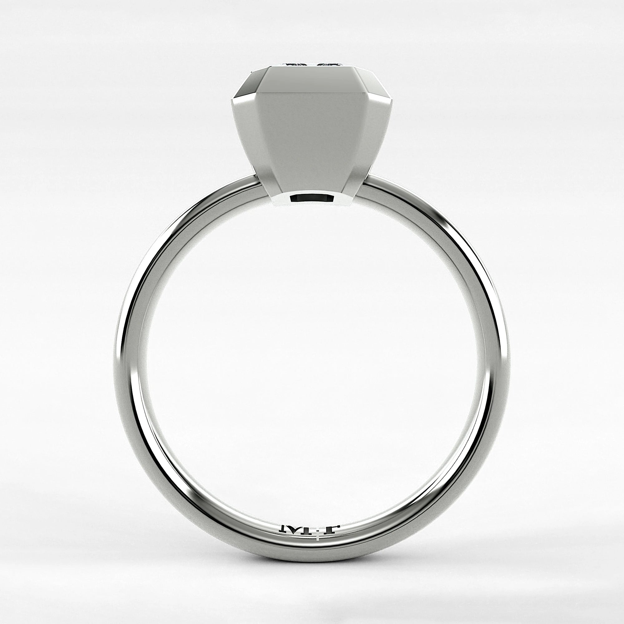 Anillo de Compromiso Núcleo - Esmeralda en oro blanco - vista 3