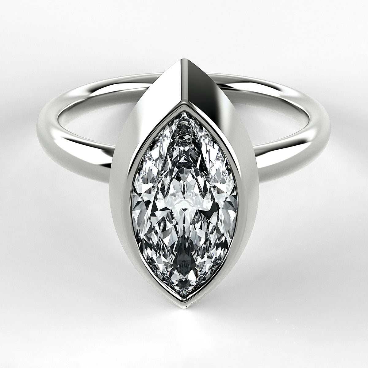Anillo de Compromiso Núcleo - Marquesa en oro blanco - vista 1