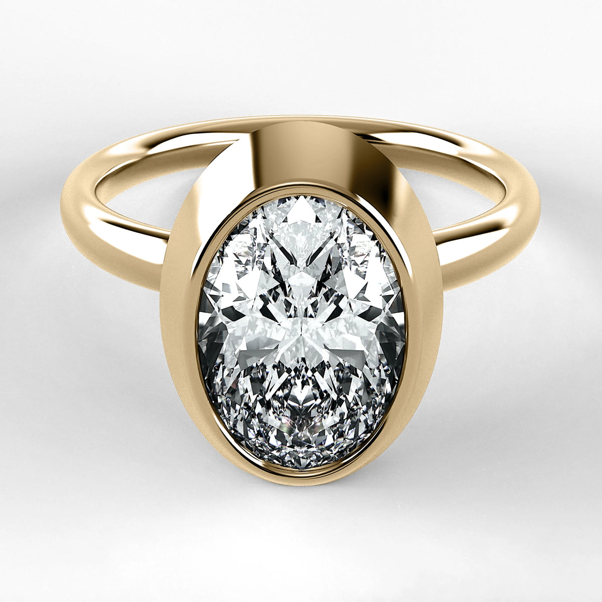 Anillo de Compromiso Núcleo - Oval en oro amarillo - vista 1