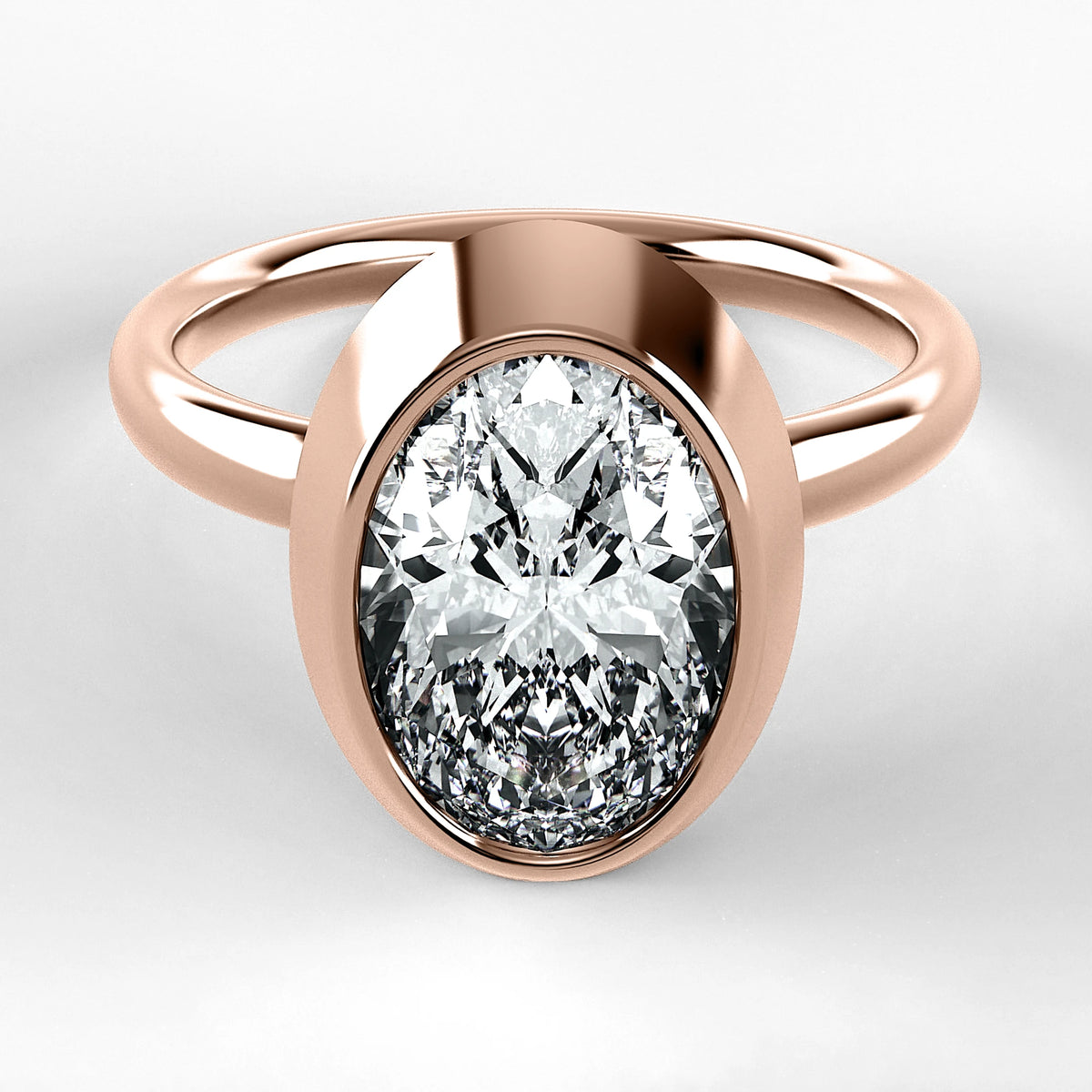 Anillo de Compromiso Núcleo - Oval en oro rosa - vista 1