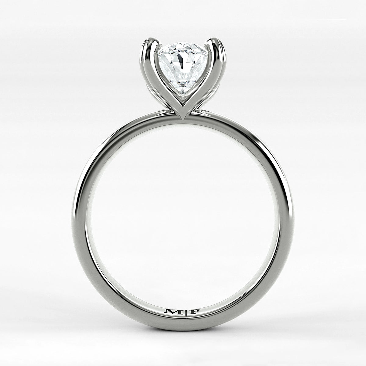 Anillo de Compromiso Latido - Oval en oro blanco - vista 3