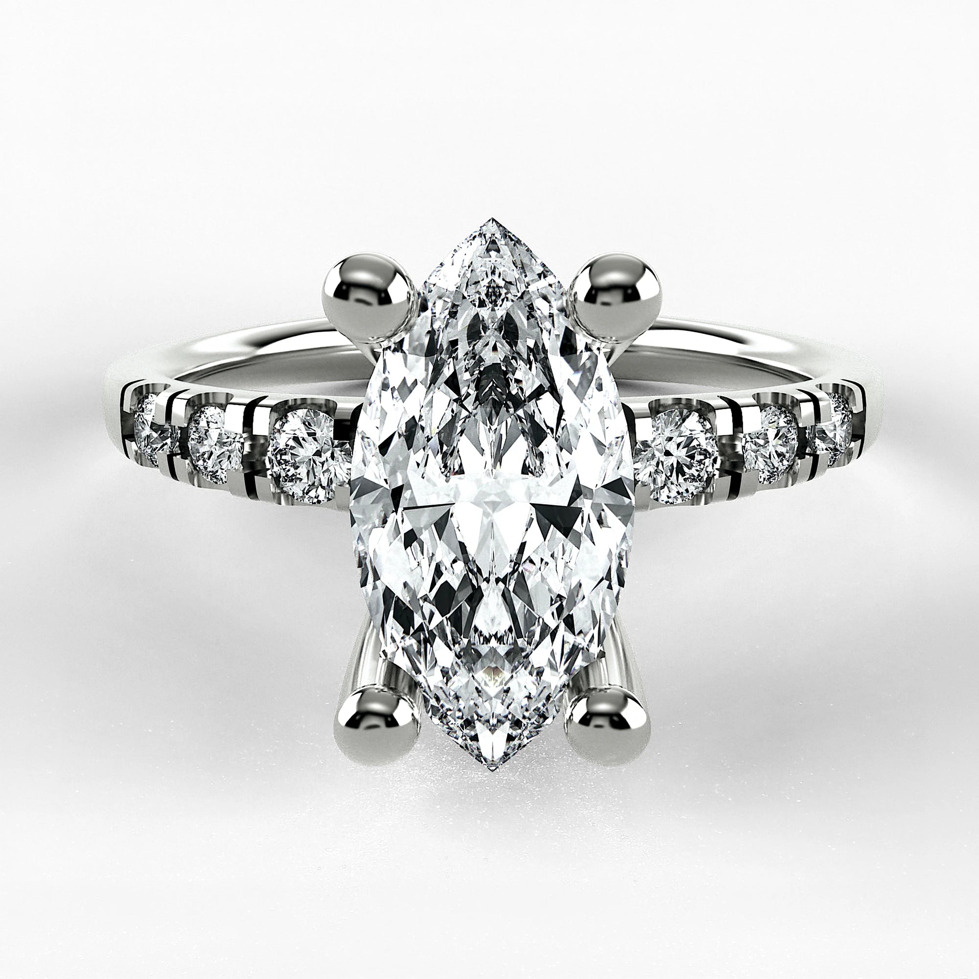 Anillo de Compromiso Vínculo - Marquesa en oro blanco - vista 1