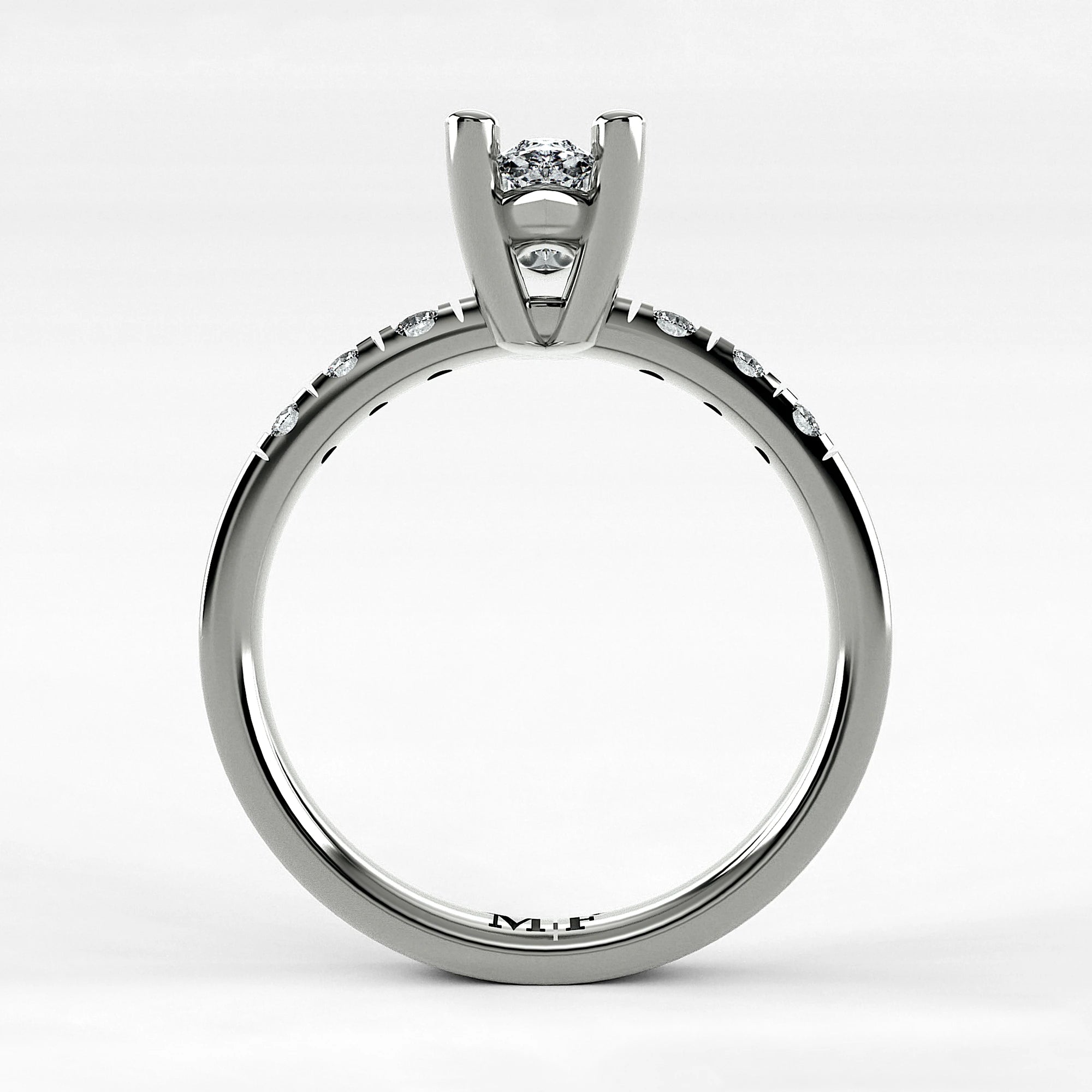 Anillo de Compromiso Vínculo - Marquesa en oro blanco - vista 3