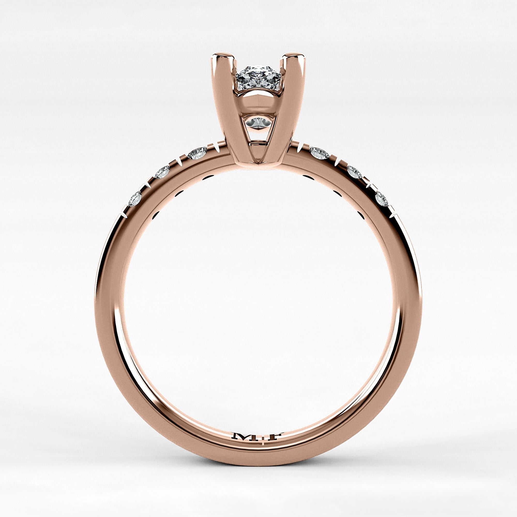 Anillo de Compromiso Vínculo - Marquesa en oro rosa - vista 3