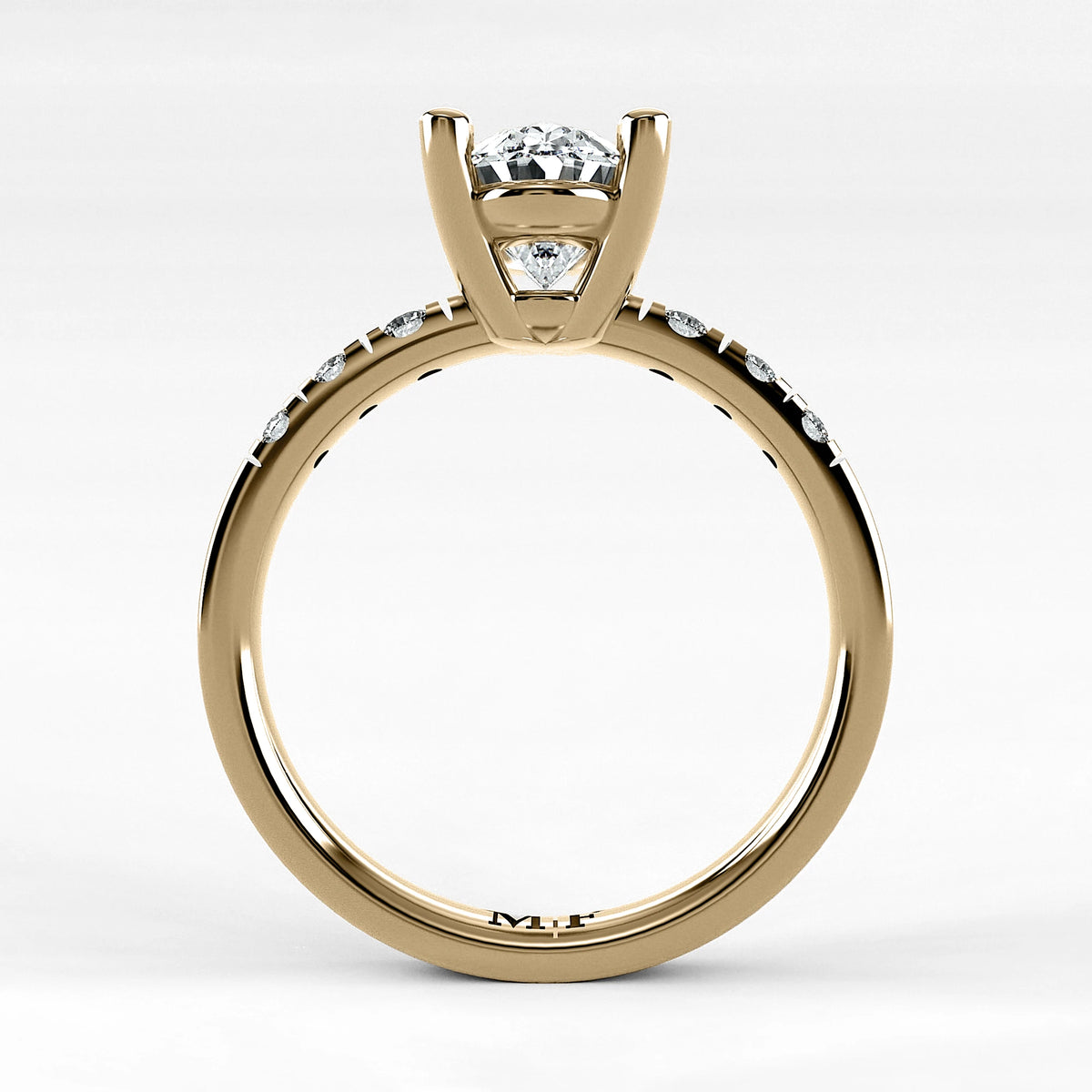Anillo de Compromiso Vínculo - Oval en oro amarillo - vista 3