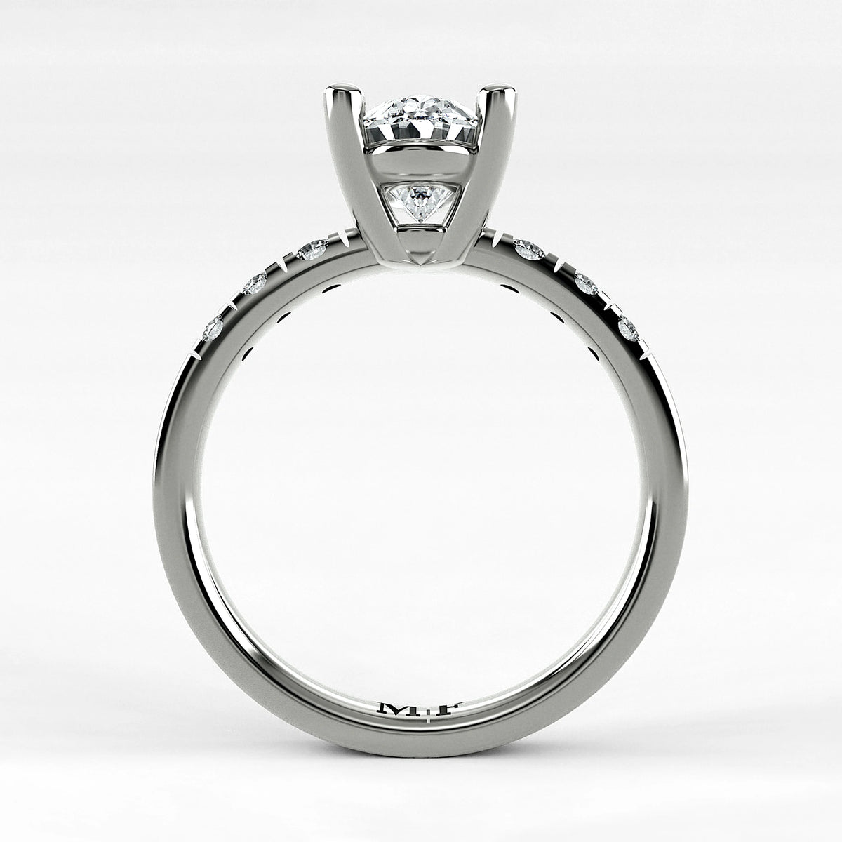 Anillo de Compromiso Vínculo - Oval en oro blanco - vista 3