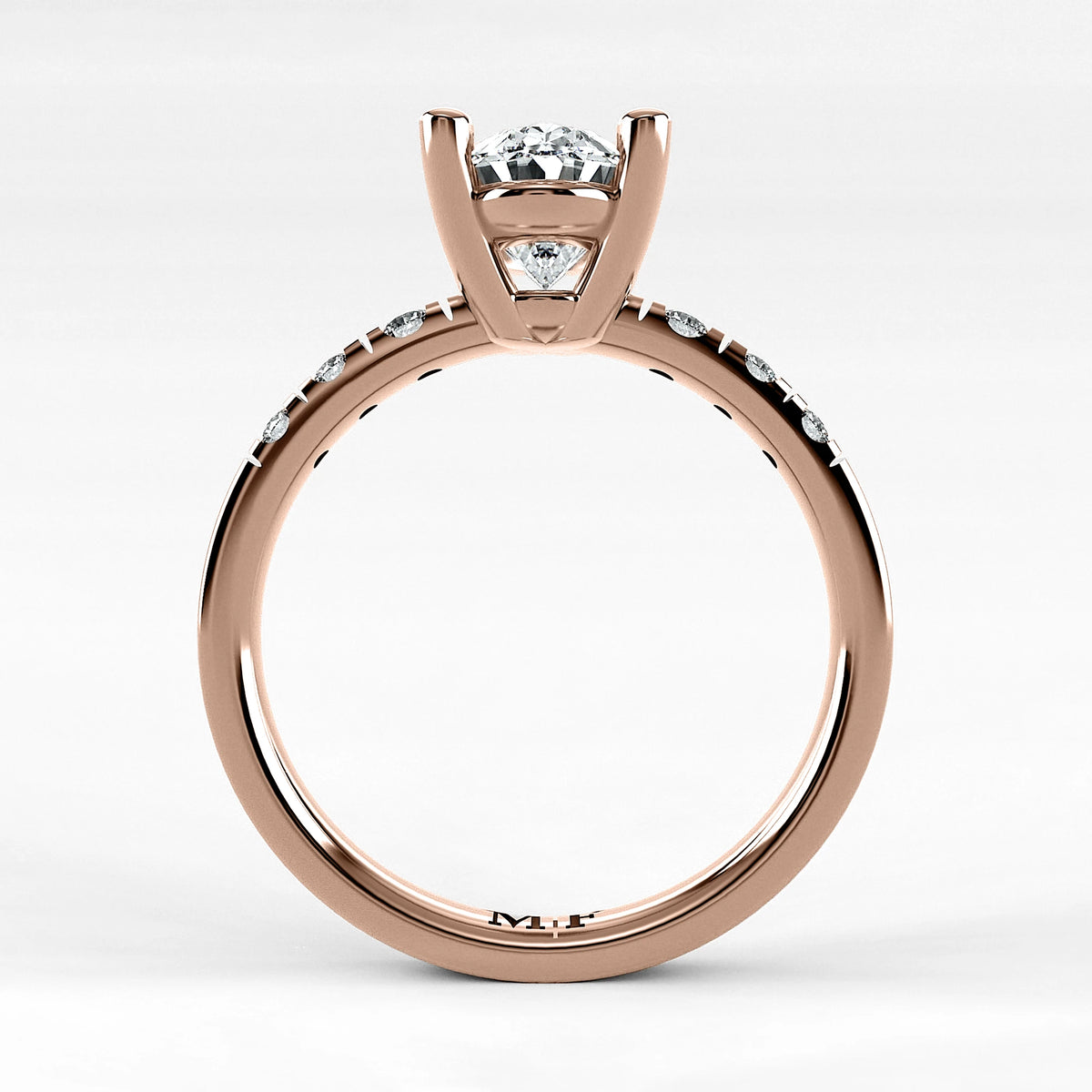 Anillo de Compromiso Vínculo - Oval en oro rosa - vista 3