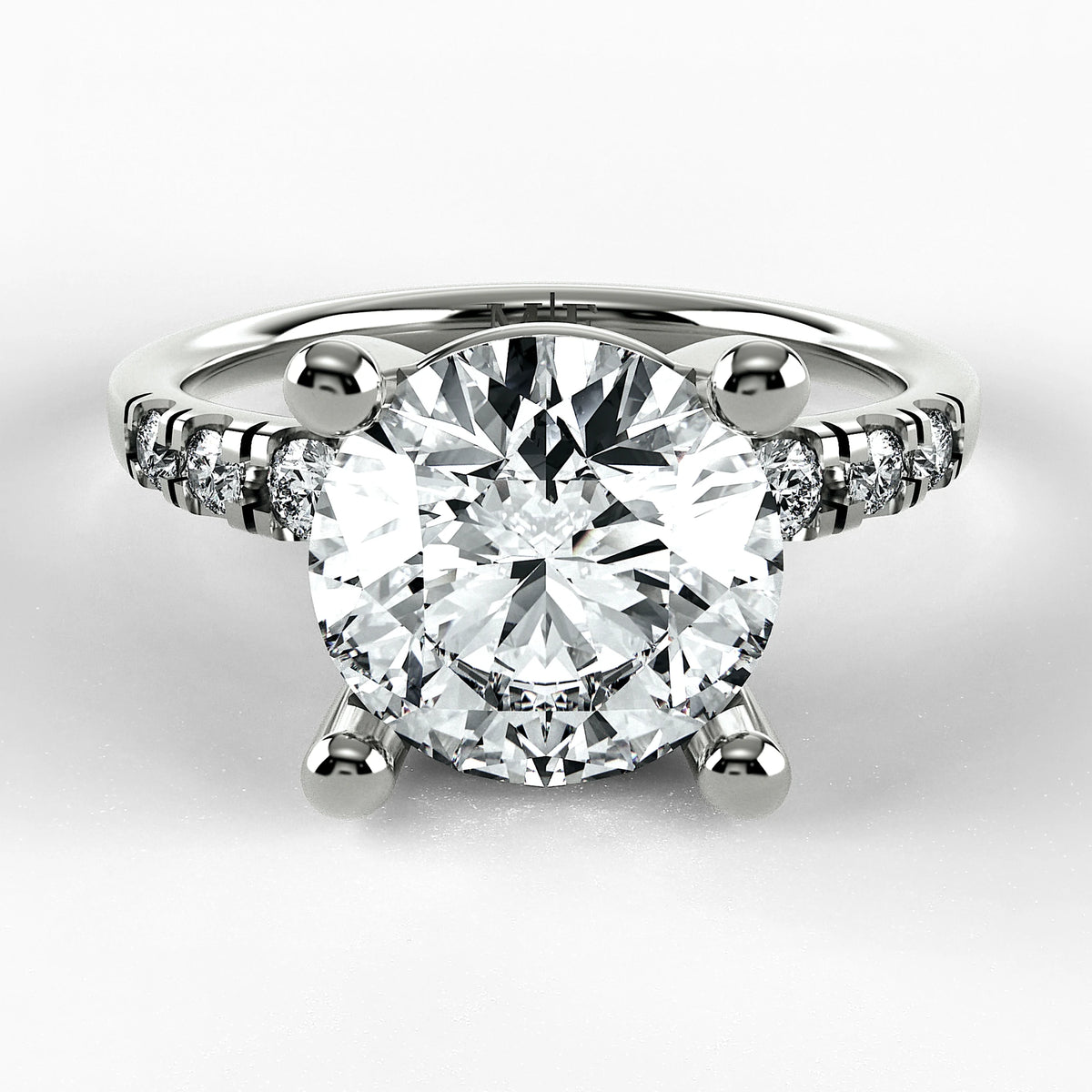 Anillo de Compromiso Vínculo - Redondo en oro blanco - vista 1