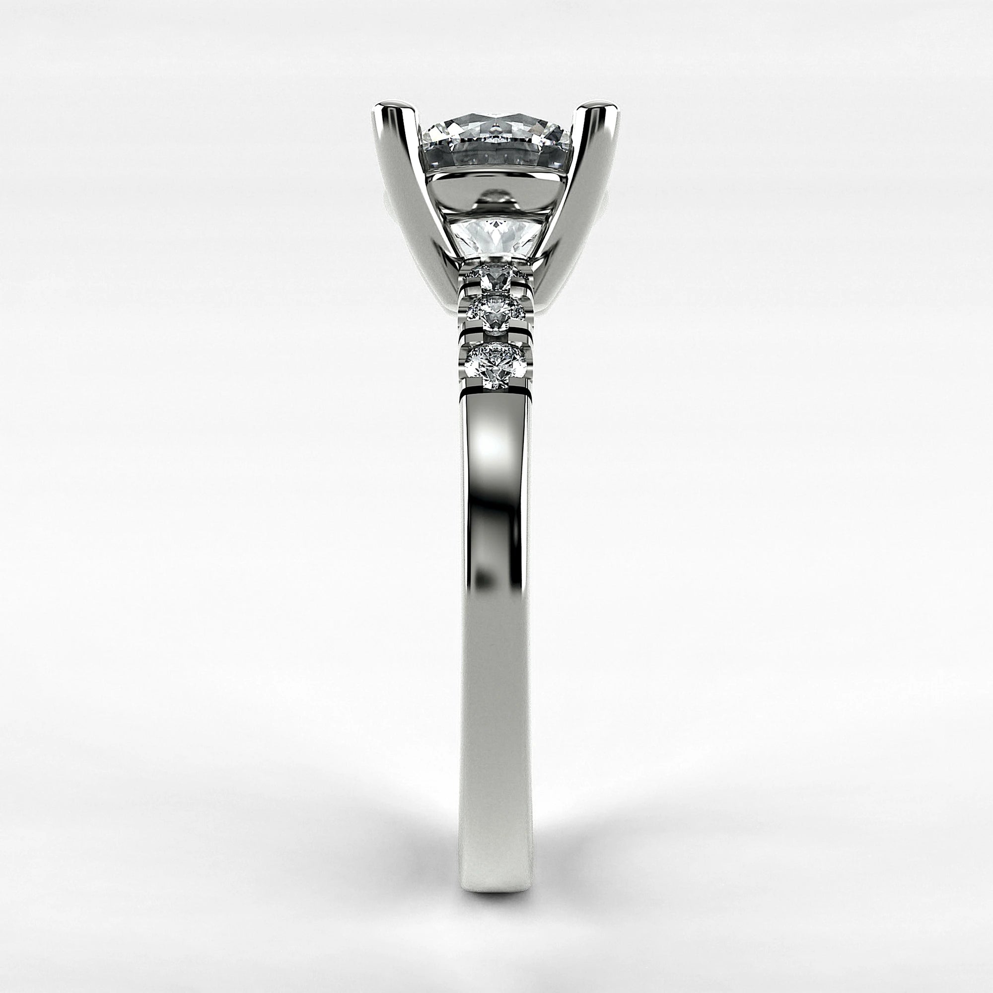 Anillo de Compromiso Vínculo - Redondo en oro blanco - vista 2