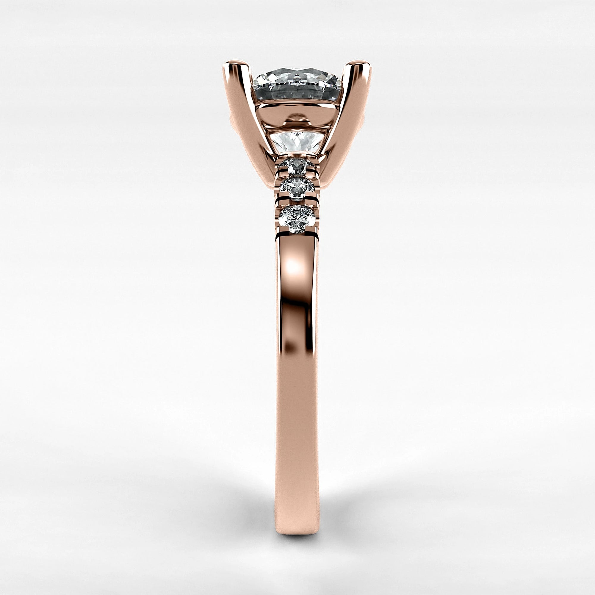 Anillo de Compromiso Vínculo - Redondo en oro rosa - vista 2