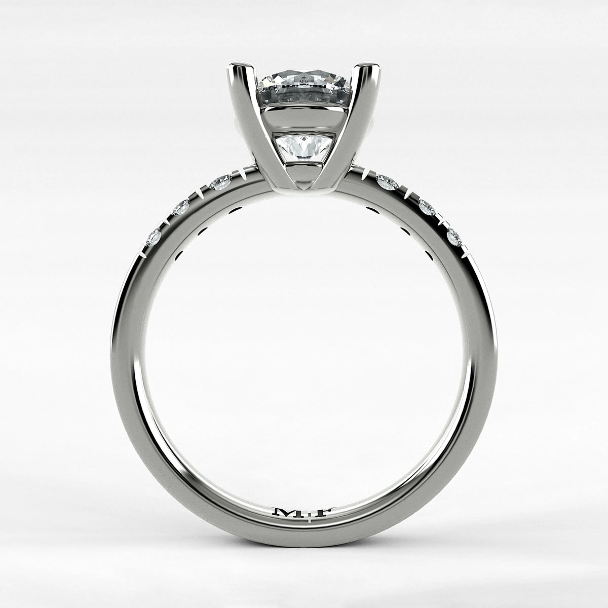 Anillo de Compromiso Vínculo - Redondo en oro blanco - vista 3