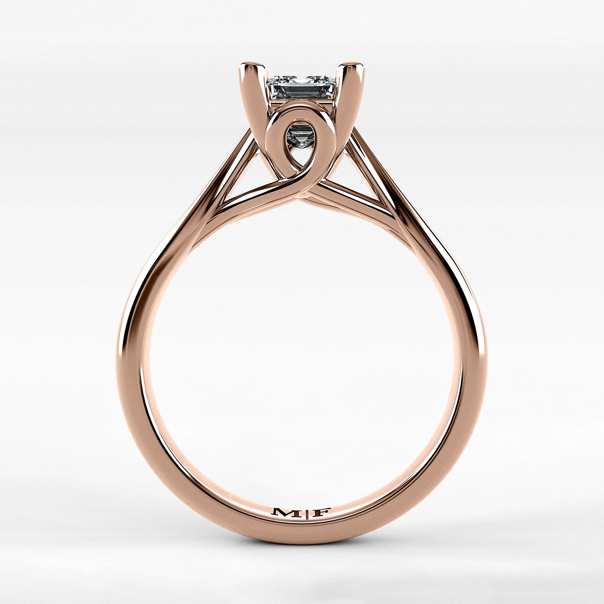 Anillo de Compromiso Alianza - Esmeralda en oro rosa - vista 3