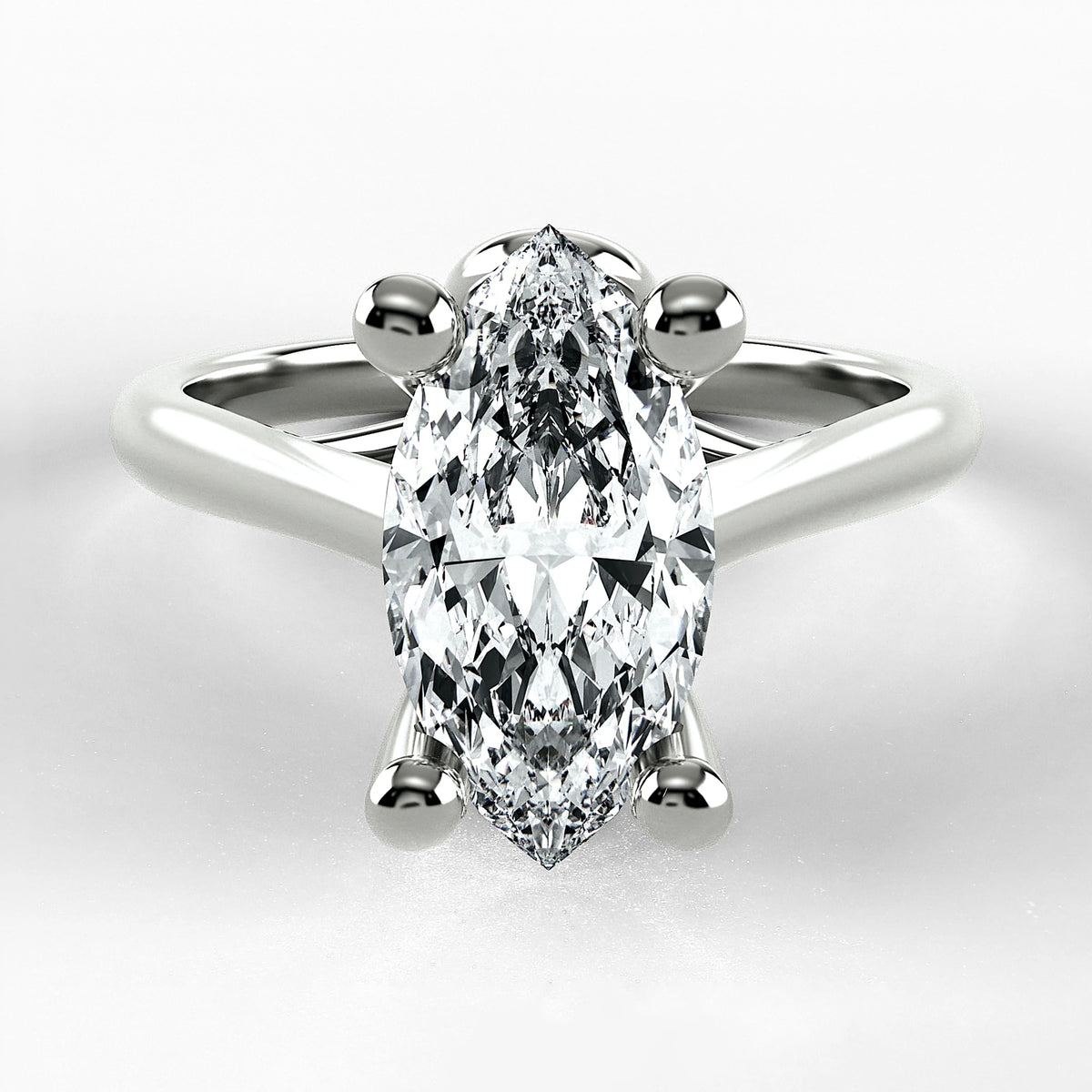 Anillo de Compromiso Alianza - Marquesa en oro blanco - vista 1