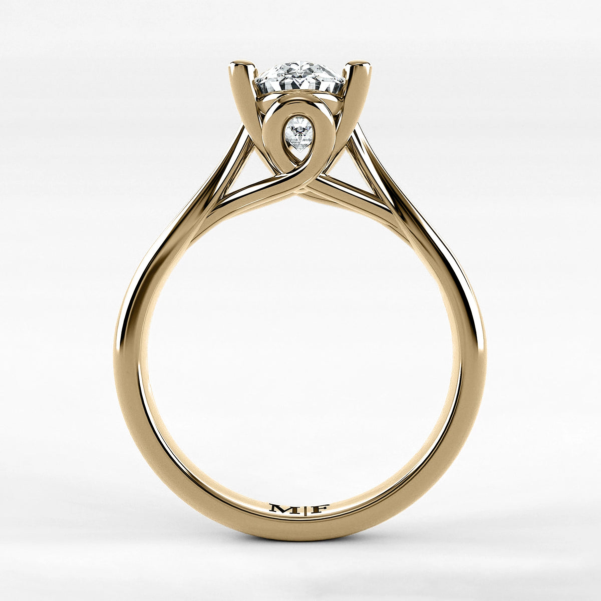 Anillo de Compromiso Alianza - Oval en oro amarillo - vista 3