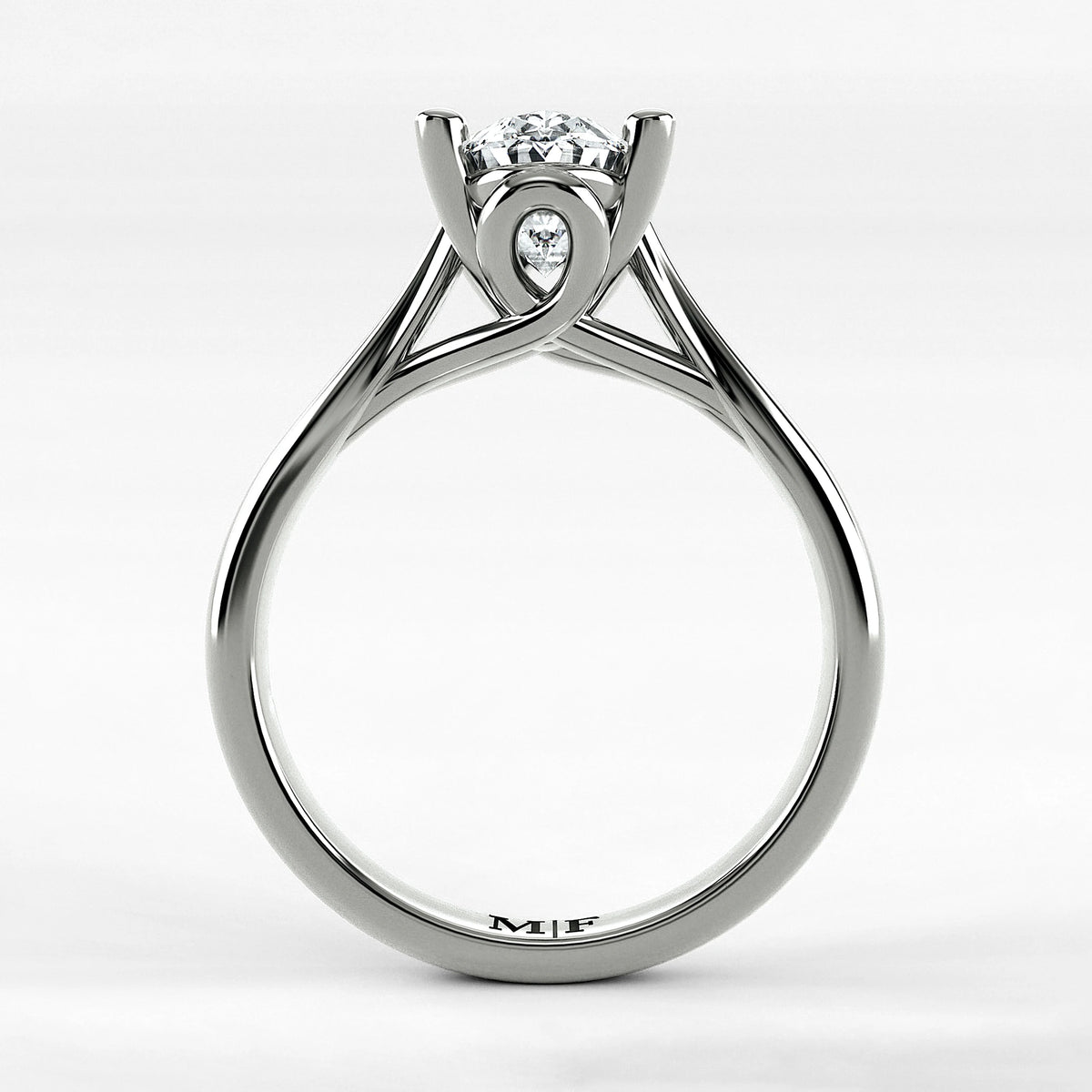 Anillo de Compromiso Alianza - Oval en oro blanco - vista 3
