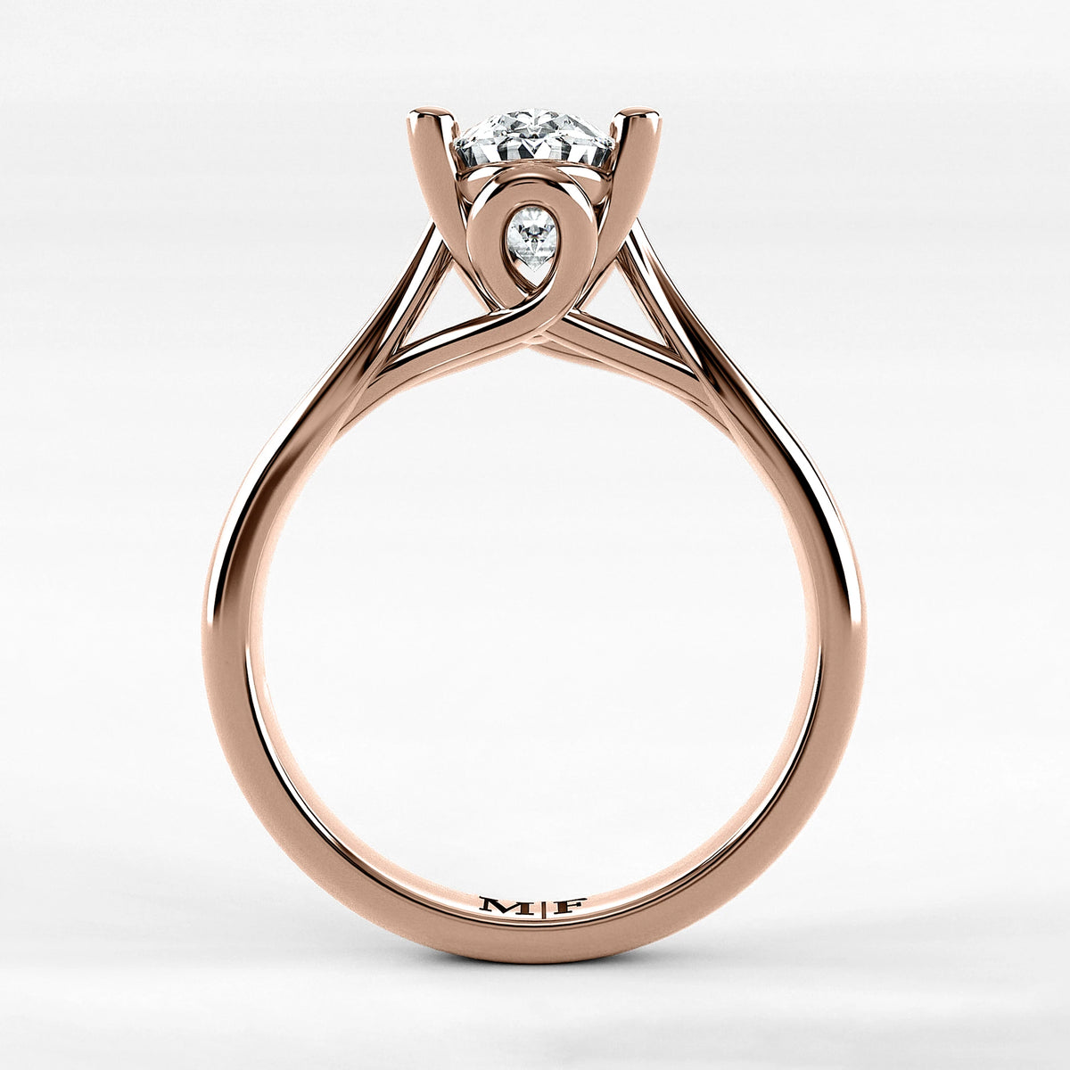 Anillo de Compromiso Alianza - Oval en oro rosa - vista 3