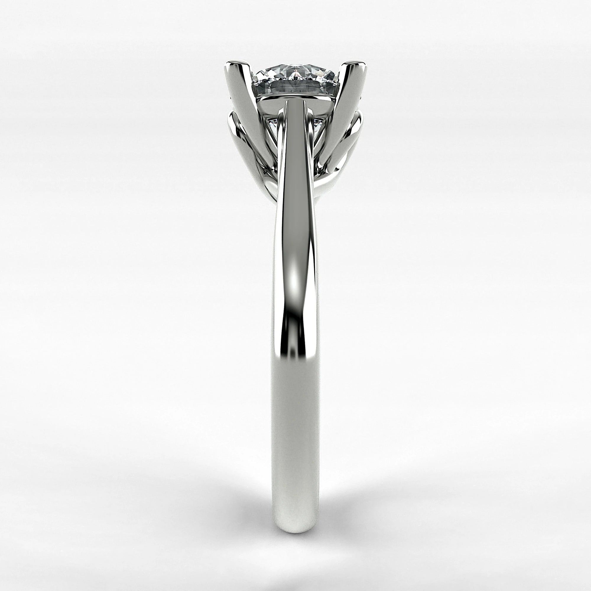 Anillo de Compromiso Alianza - Redondo en oro blanco - vista 2