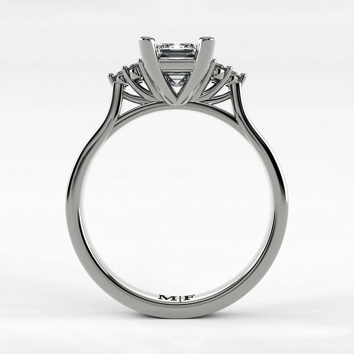 Anillo de Compromiso Umbral - Esmeralda en oro blanco - vista 3