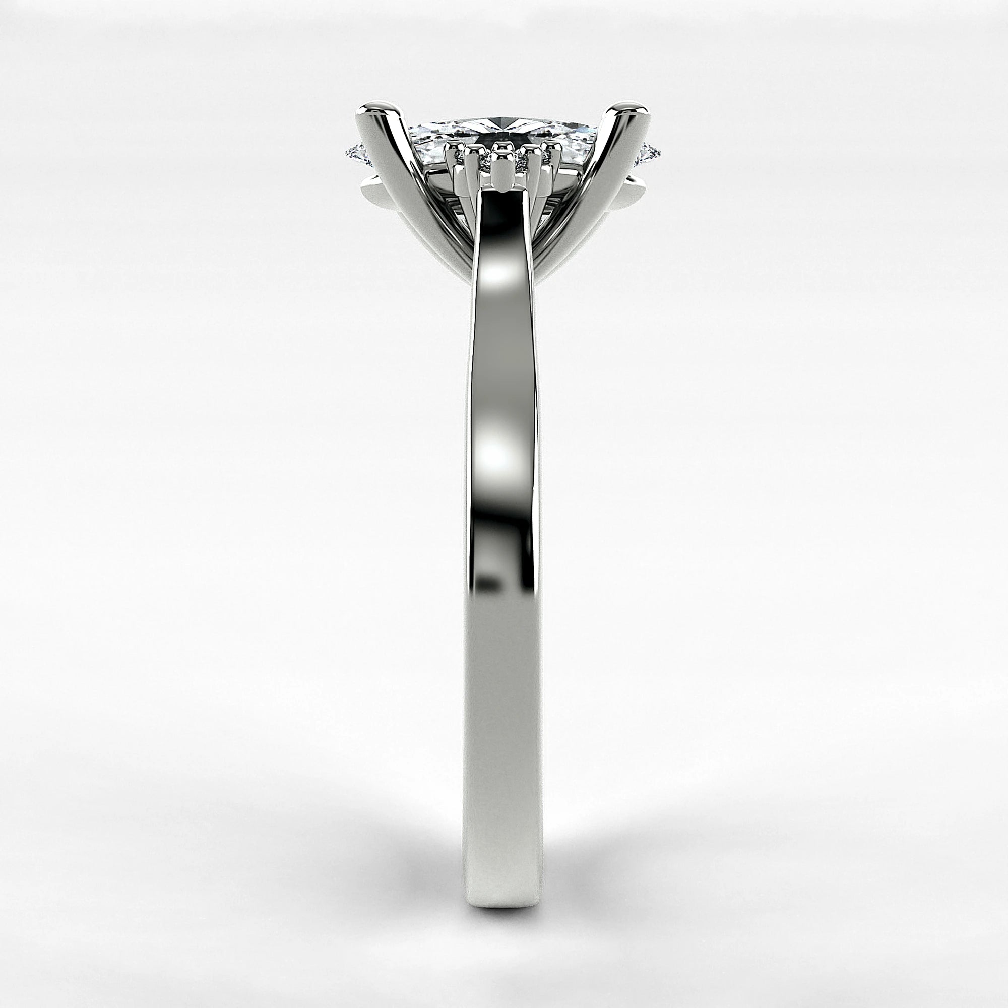 Anillo de Compromiso Umbral - Marquesa en oro blanco - vista 2