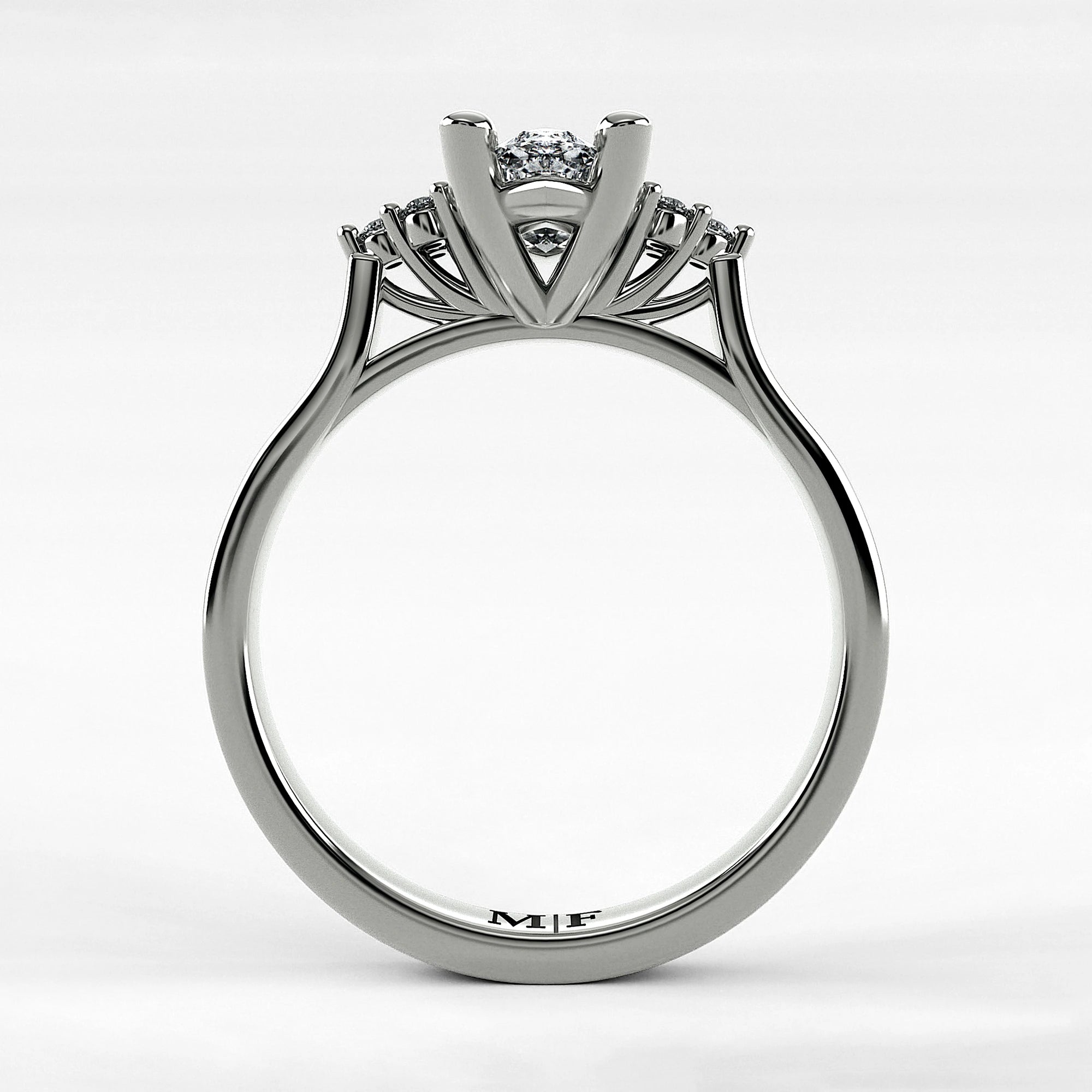 Anillo de Compromiso Umbral - Marquesa en oro blanco - vista 3