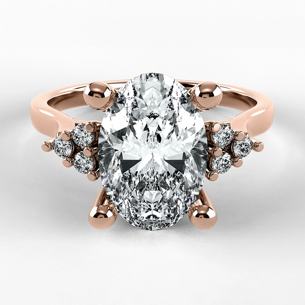 Anillo de Compromiso Umbral - Oval en oro rosa - vista 1