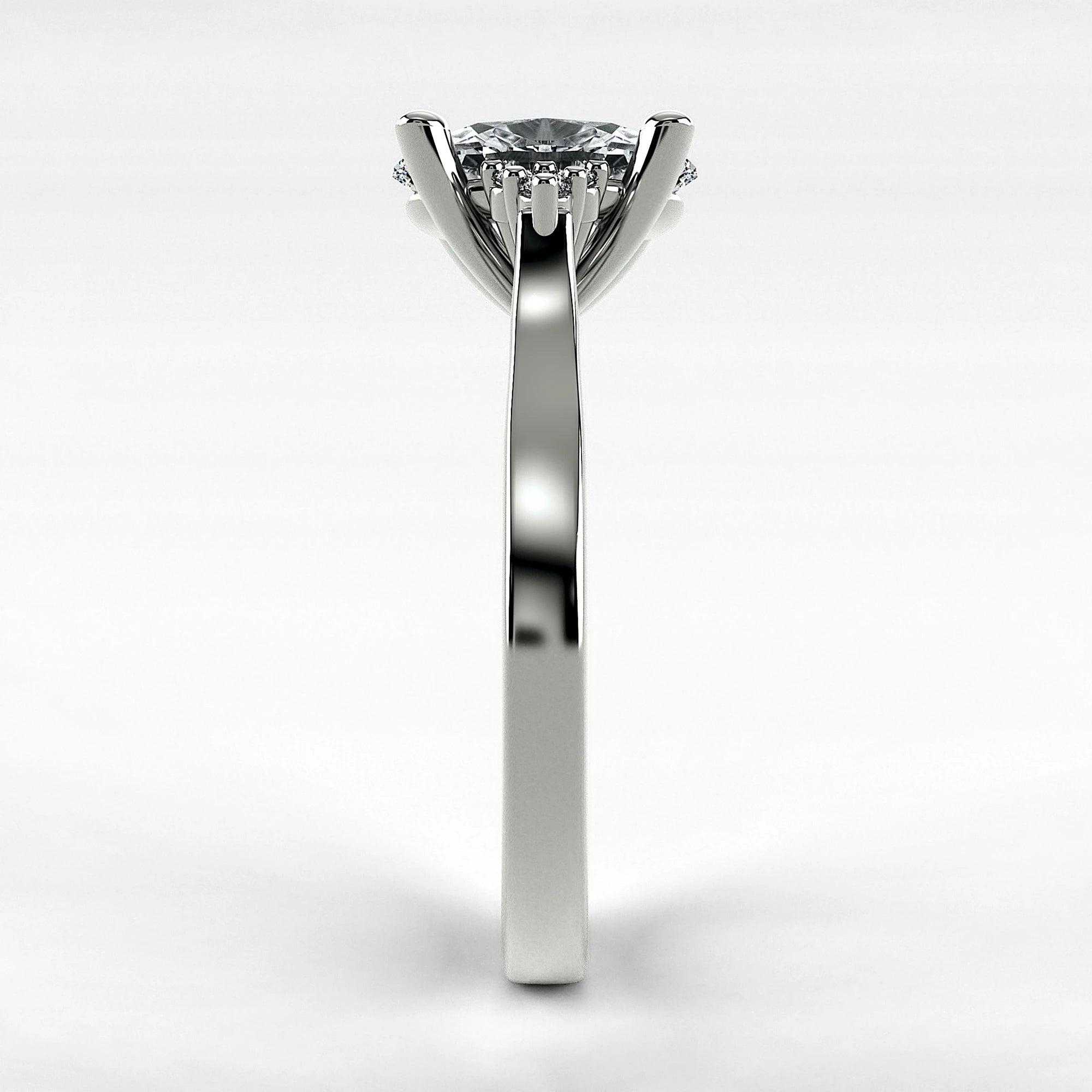 Anillo de Compromiso Umbral - Oval en oro blanco - vista 2