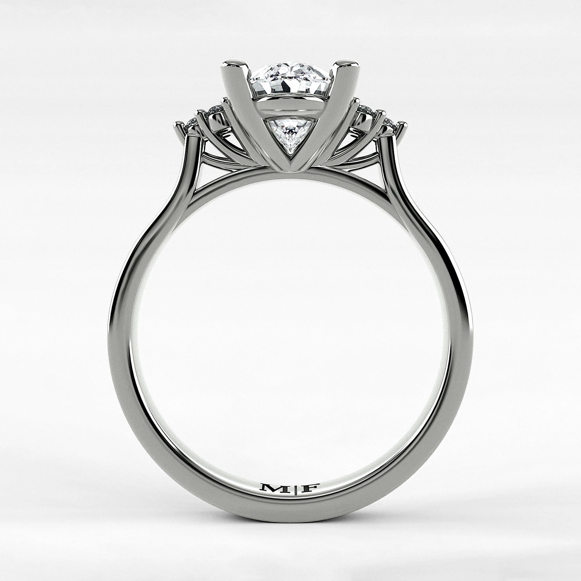 Anillo de Compromiso Umbral - Oval en oro blanco - vista 3