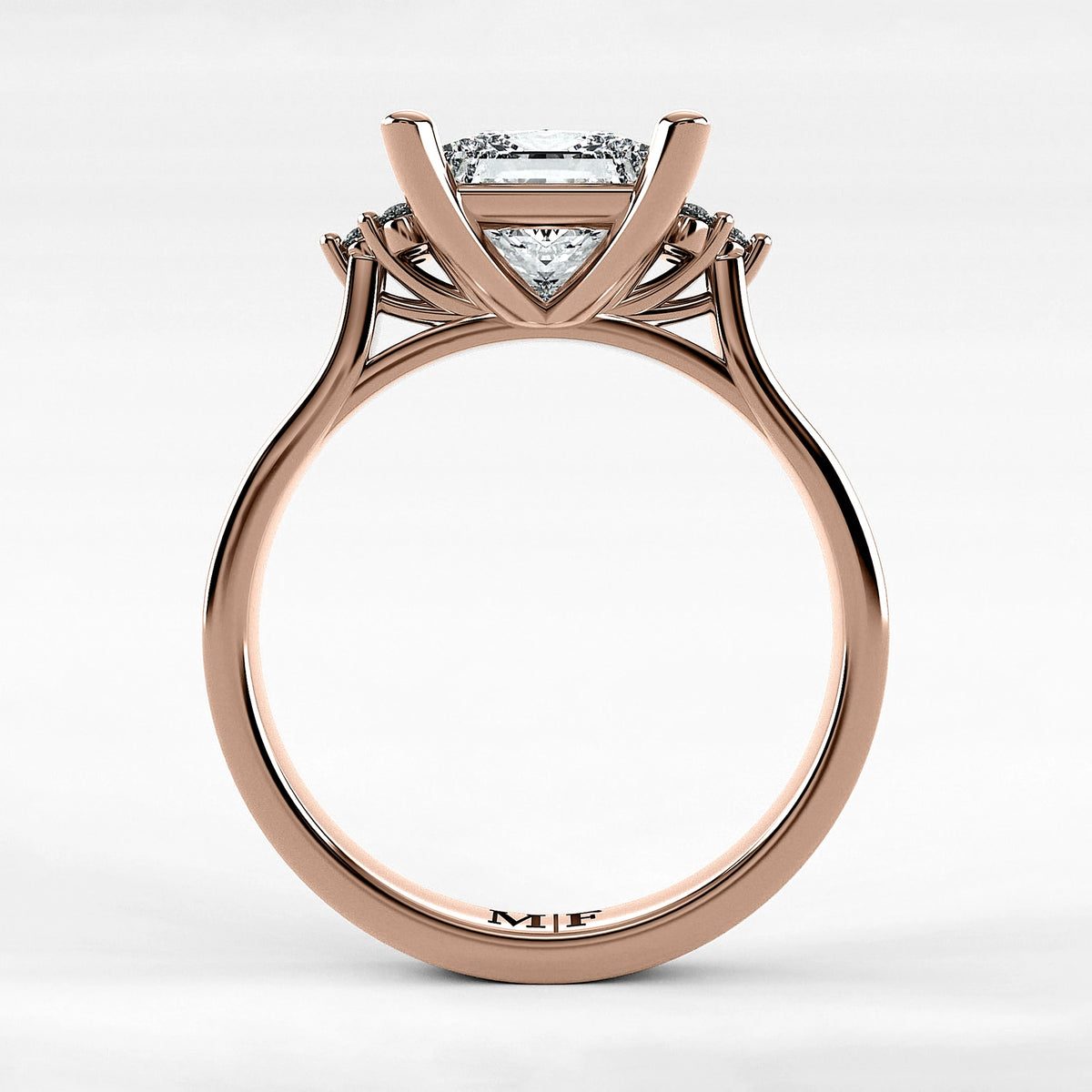 Anillo de Compromiso Umbral - Princess en oro rosa - vista 3