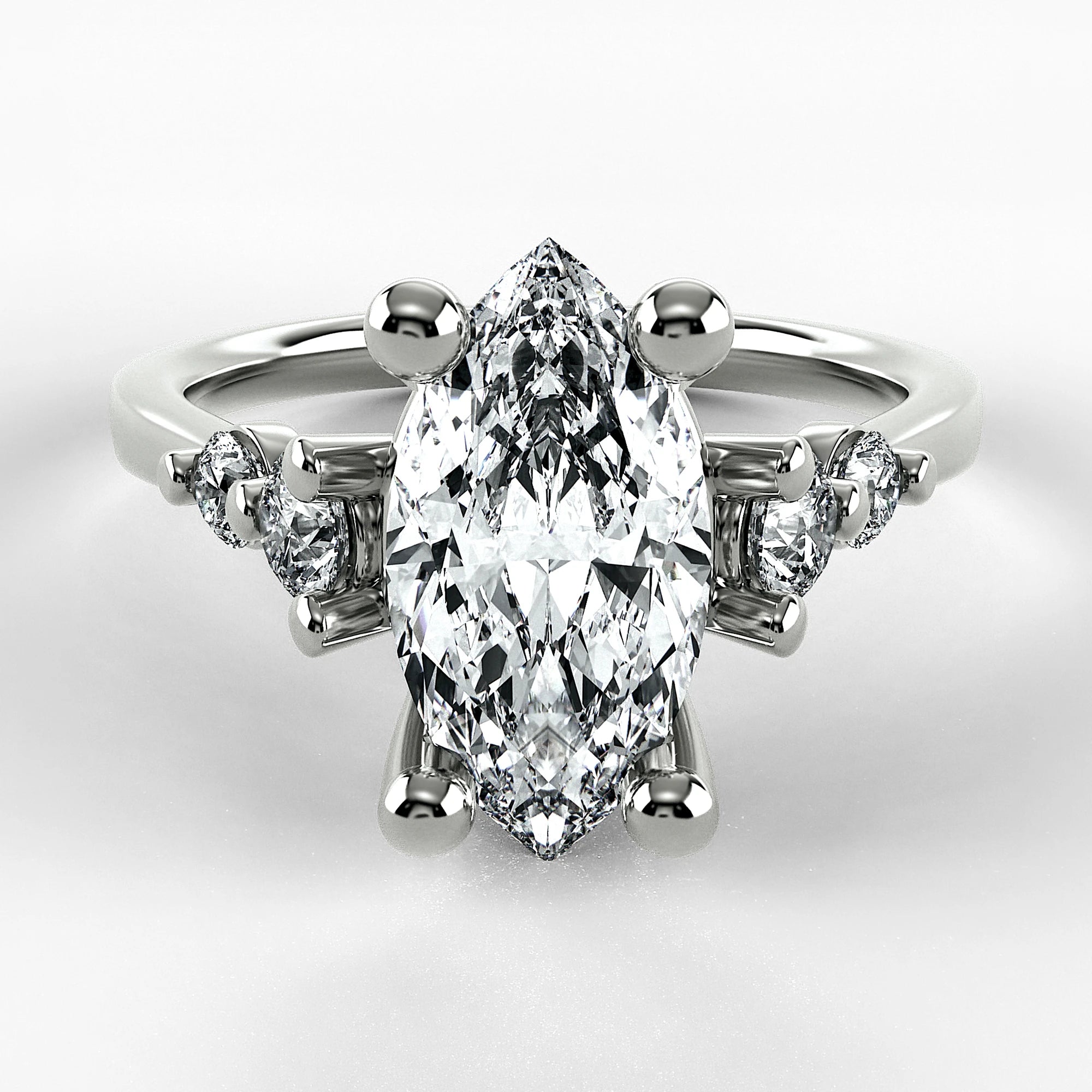 Anillo de Compromiso Constelación - Marquesa en oro blanco - vista 1