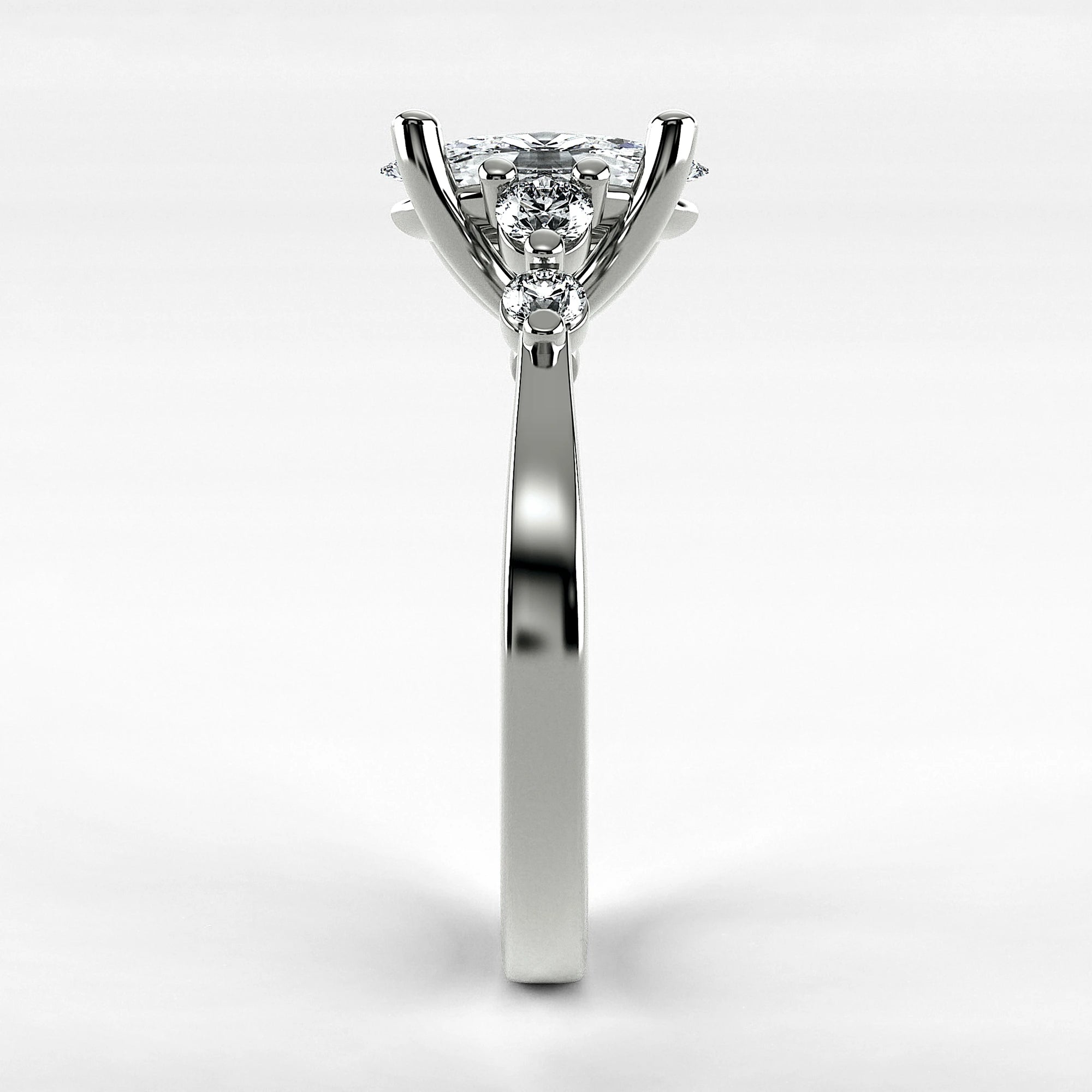 Anillo de Compromiso Constelación - Marquesa en oro blanco - vista 2